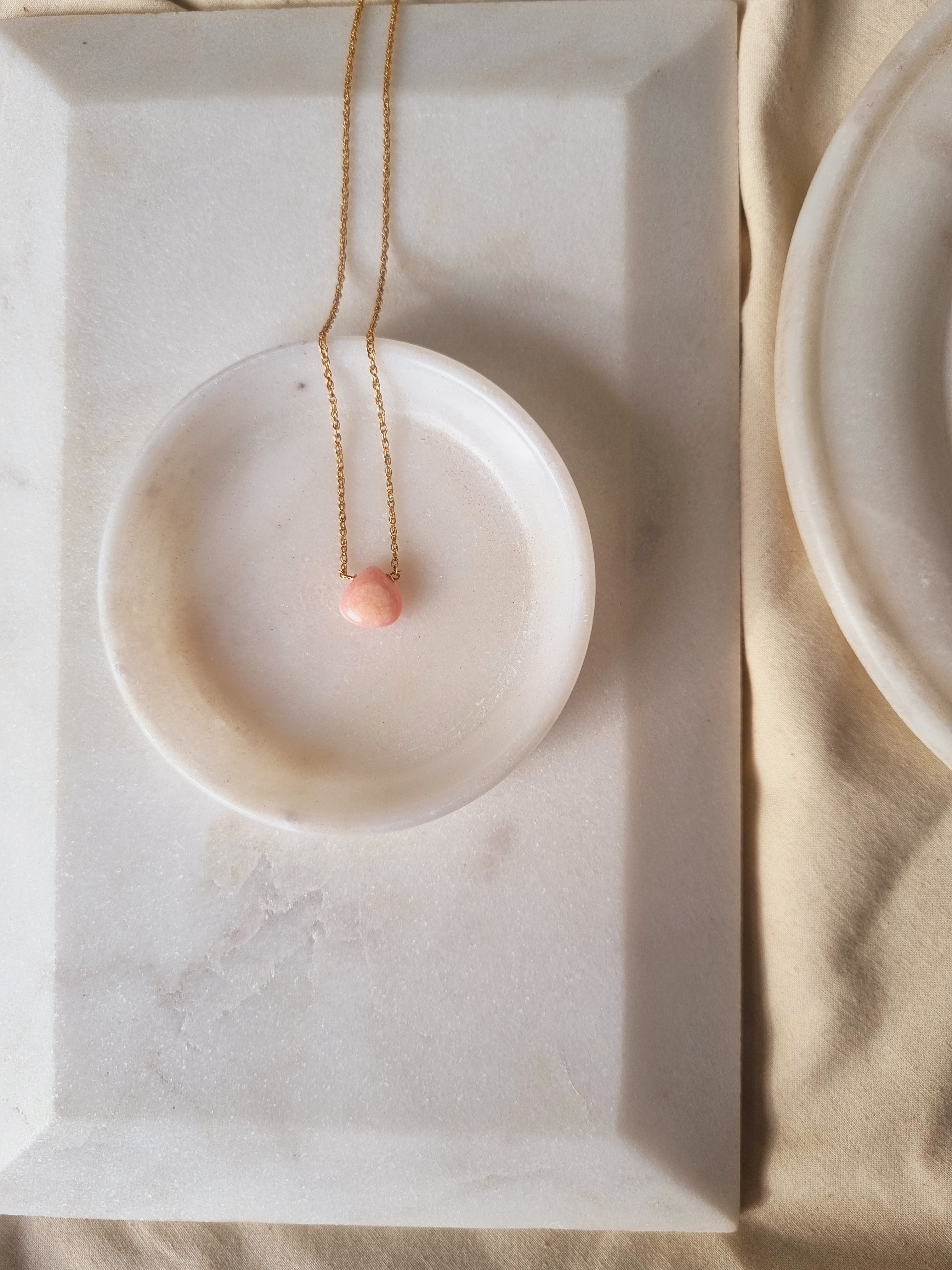 sete - Pink Opal Heart Shaped Drop Pendant