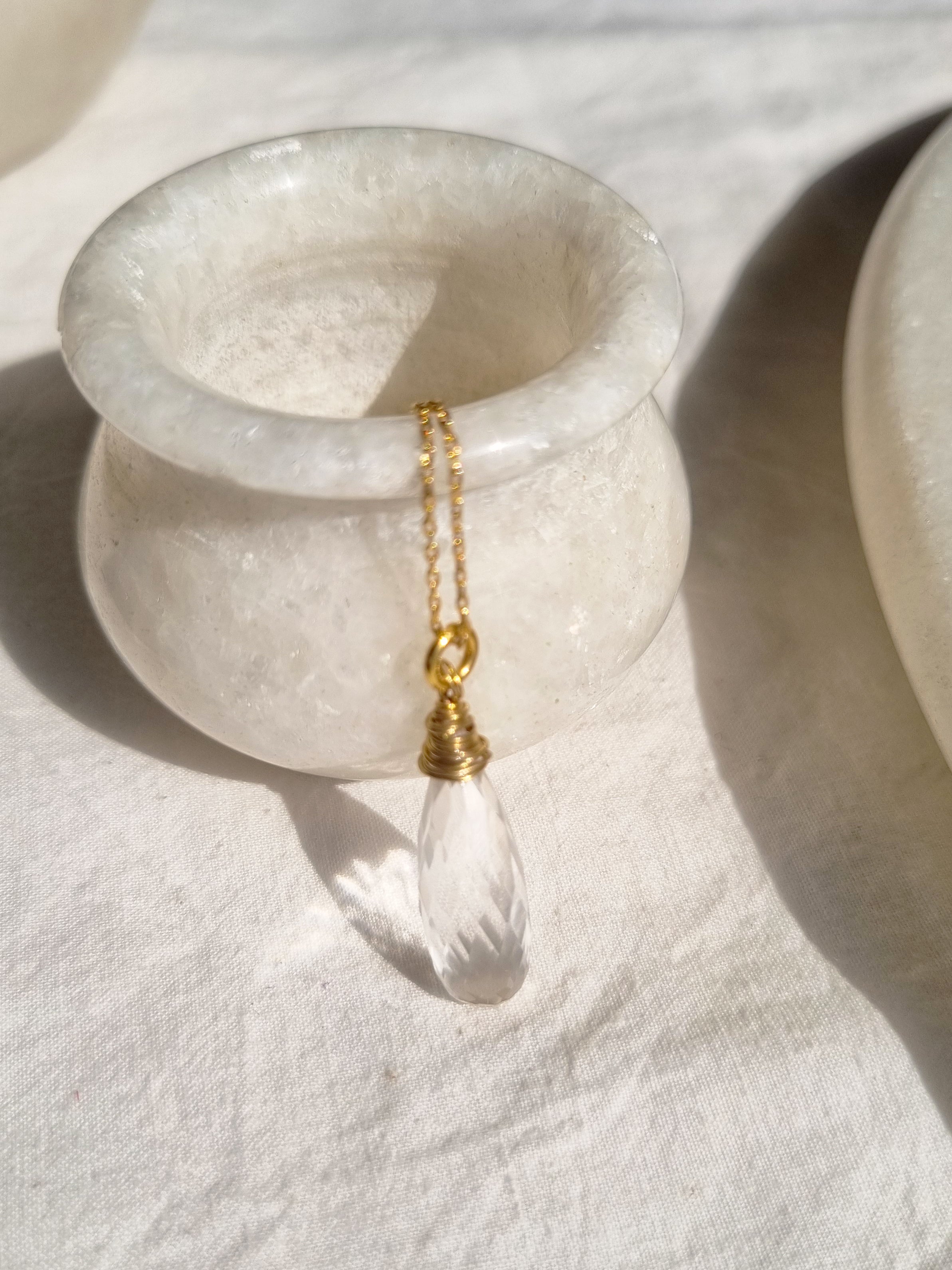 arkar - Clear Quartz Long Teardrop Pendant