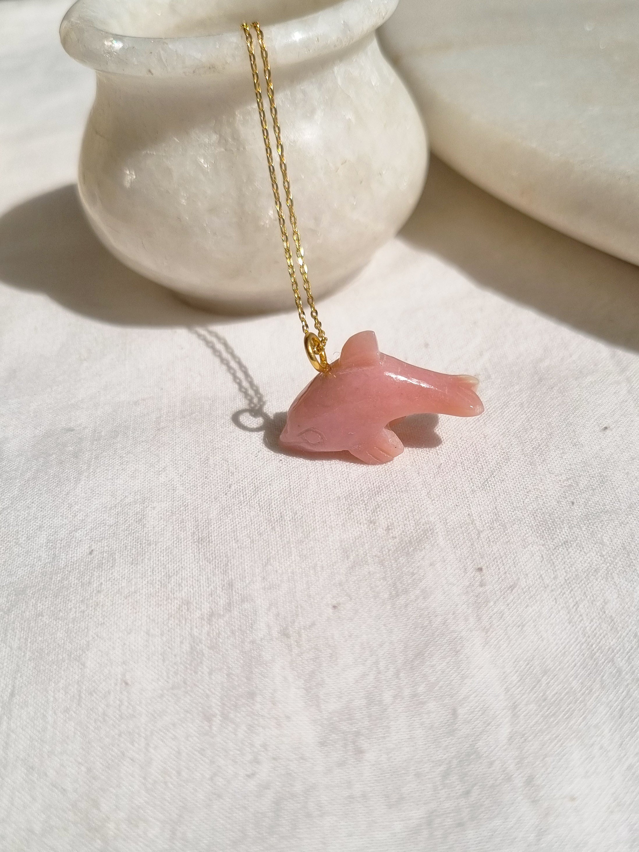 suns - Pink Opal Dolphin Pendant
