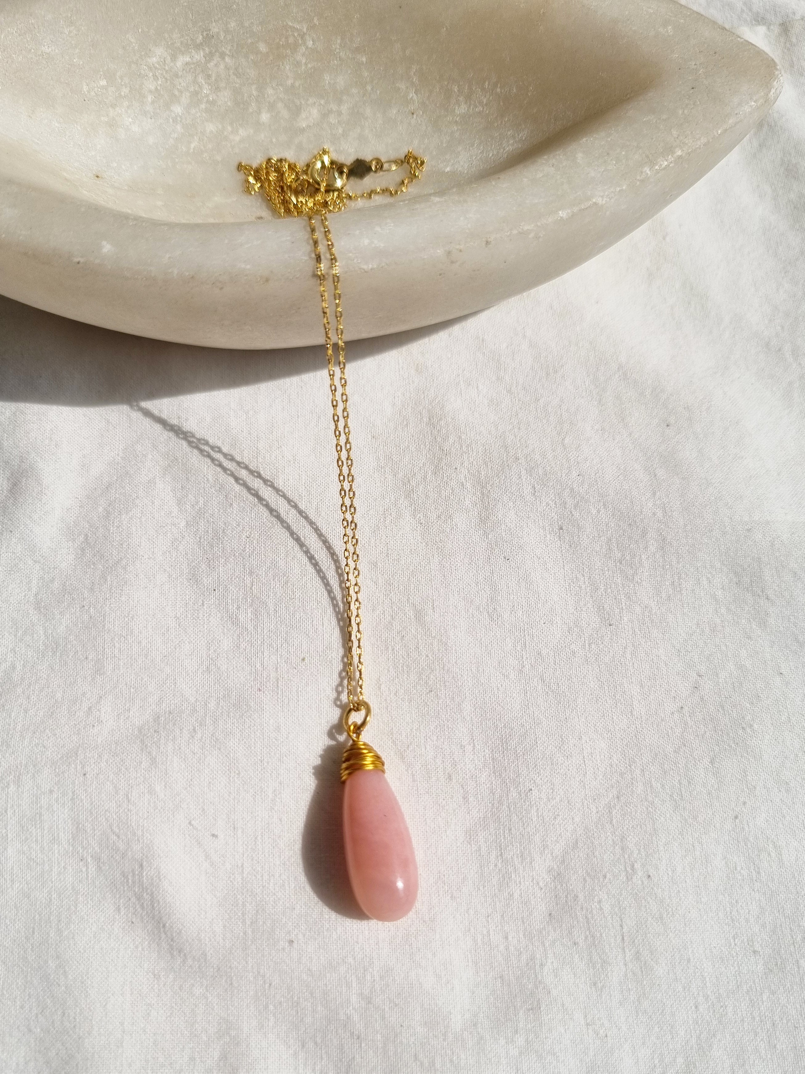 arkar - Pink Opal Long Teardrop Pendant