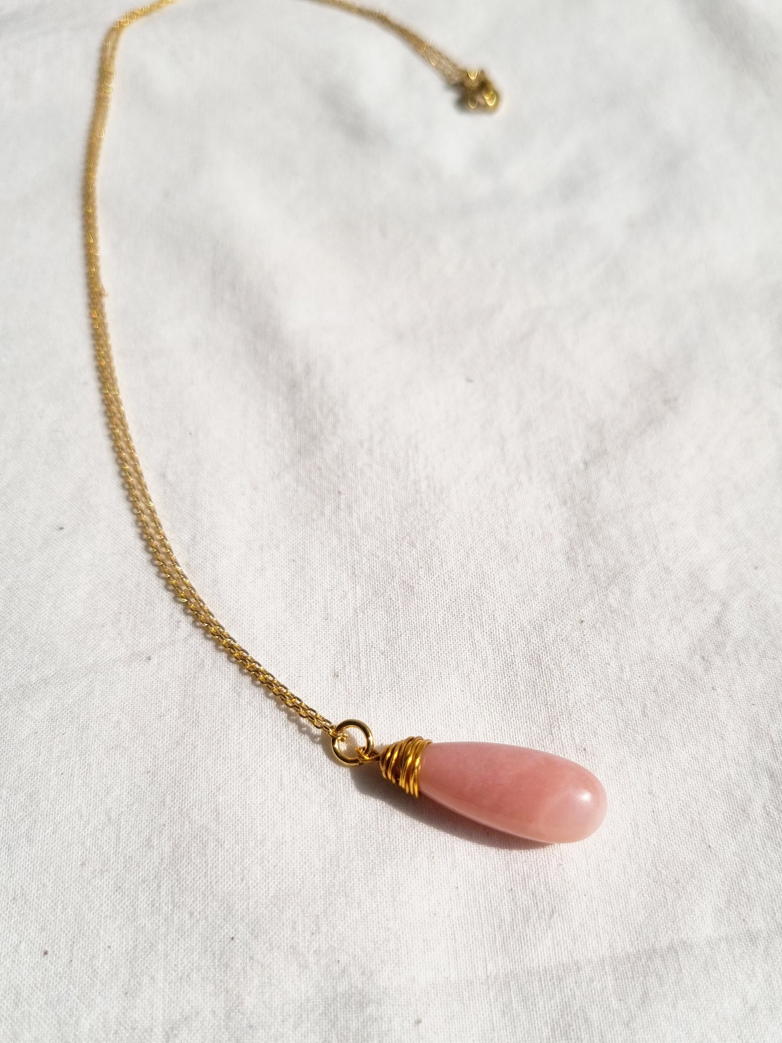 arkar - Pink Opal Long Teardrop Pendant