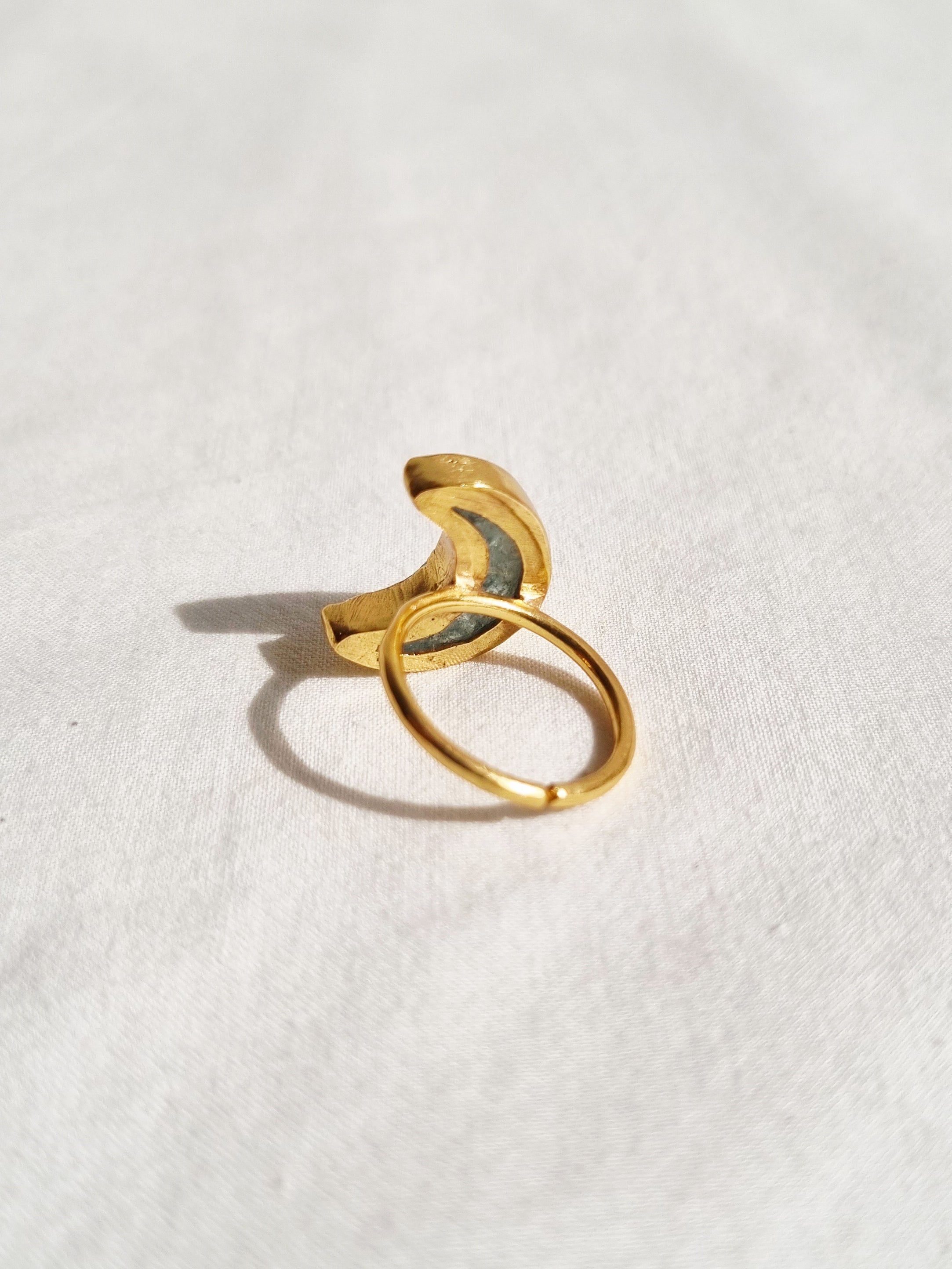 chandra - Aquamarine Luna Ring