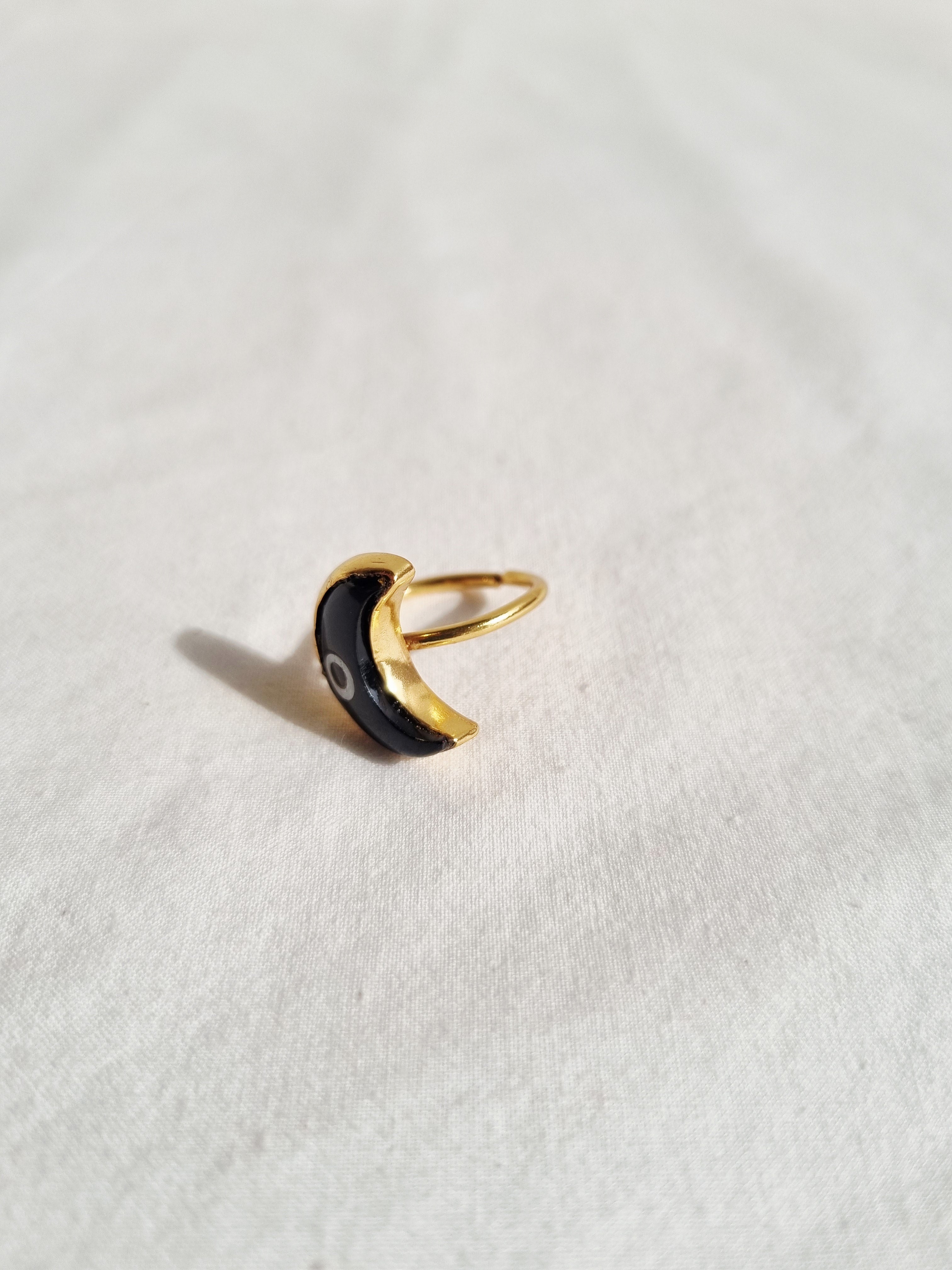 nazra - Black Evil Eye Luna Ring