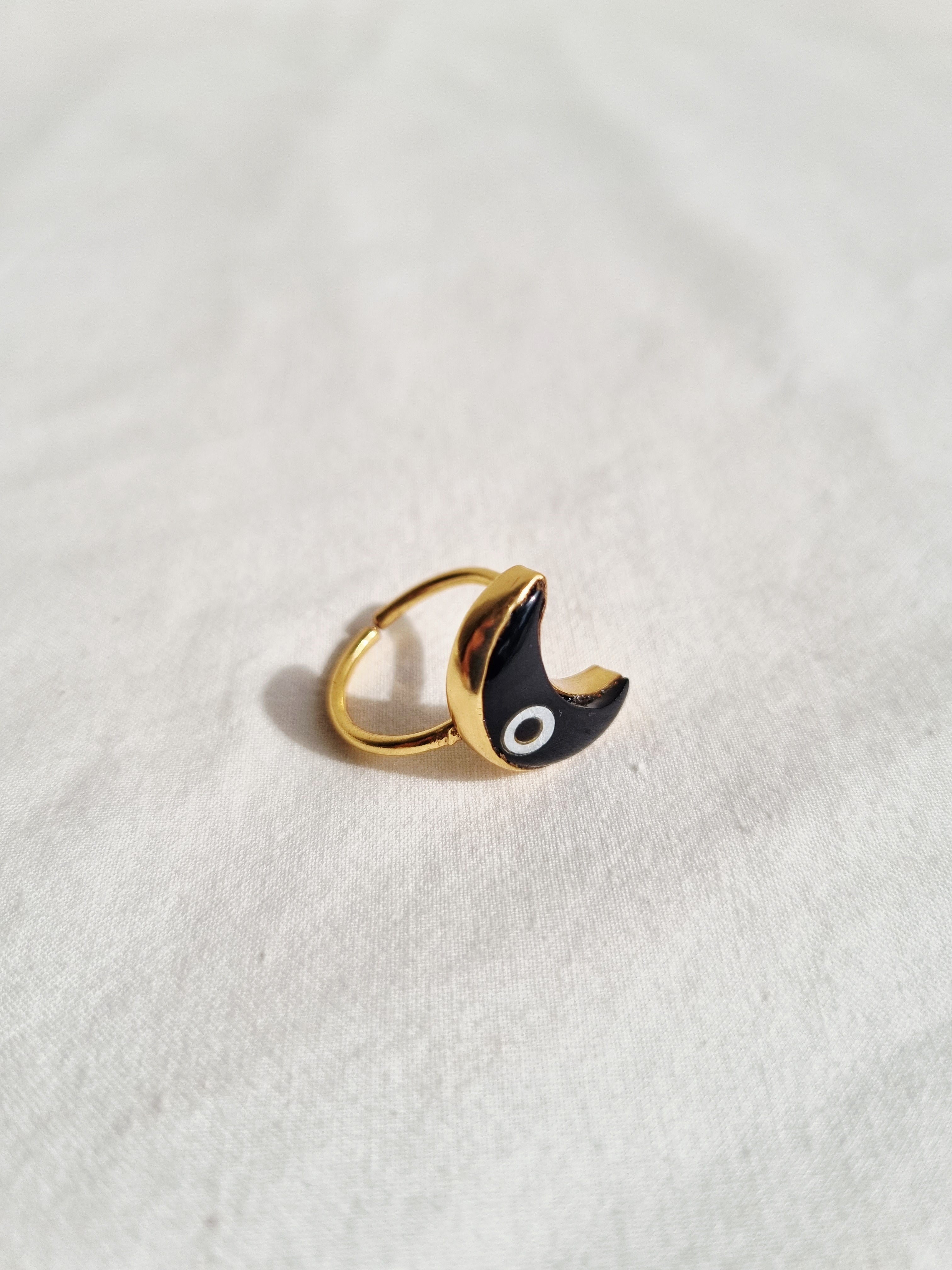 nazra - Black Evil Eye Luna Ring