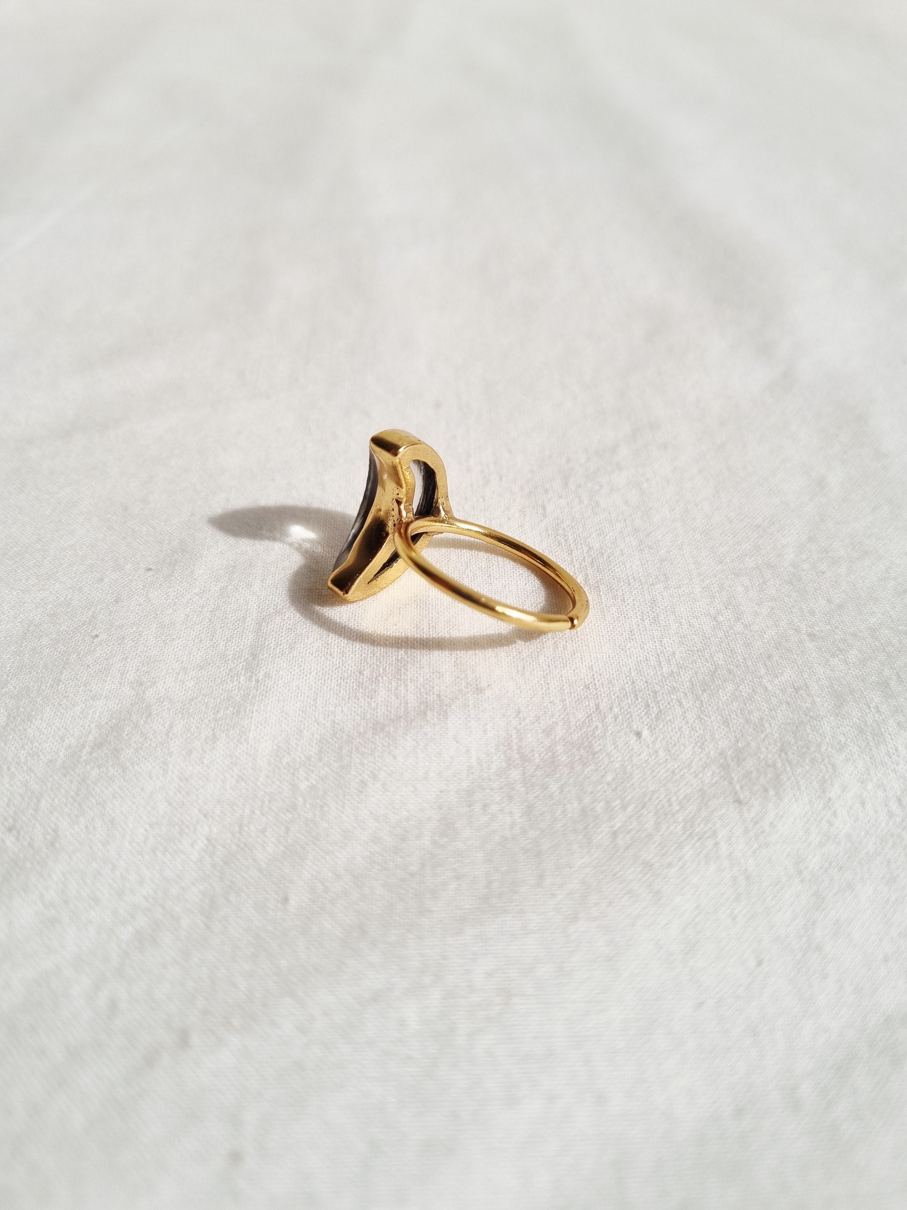 chandra - Clear Quartz Luna Ring