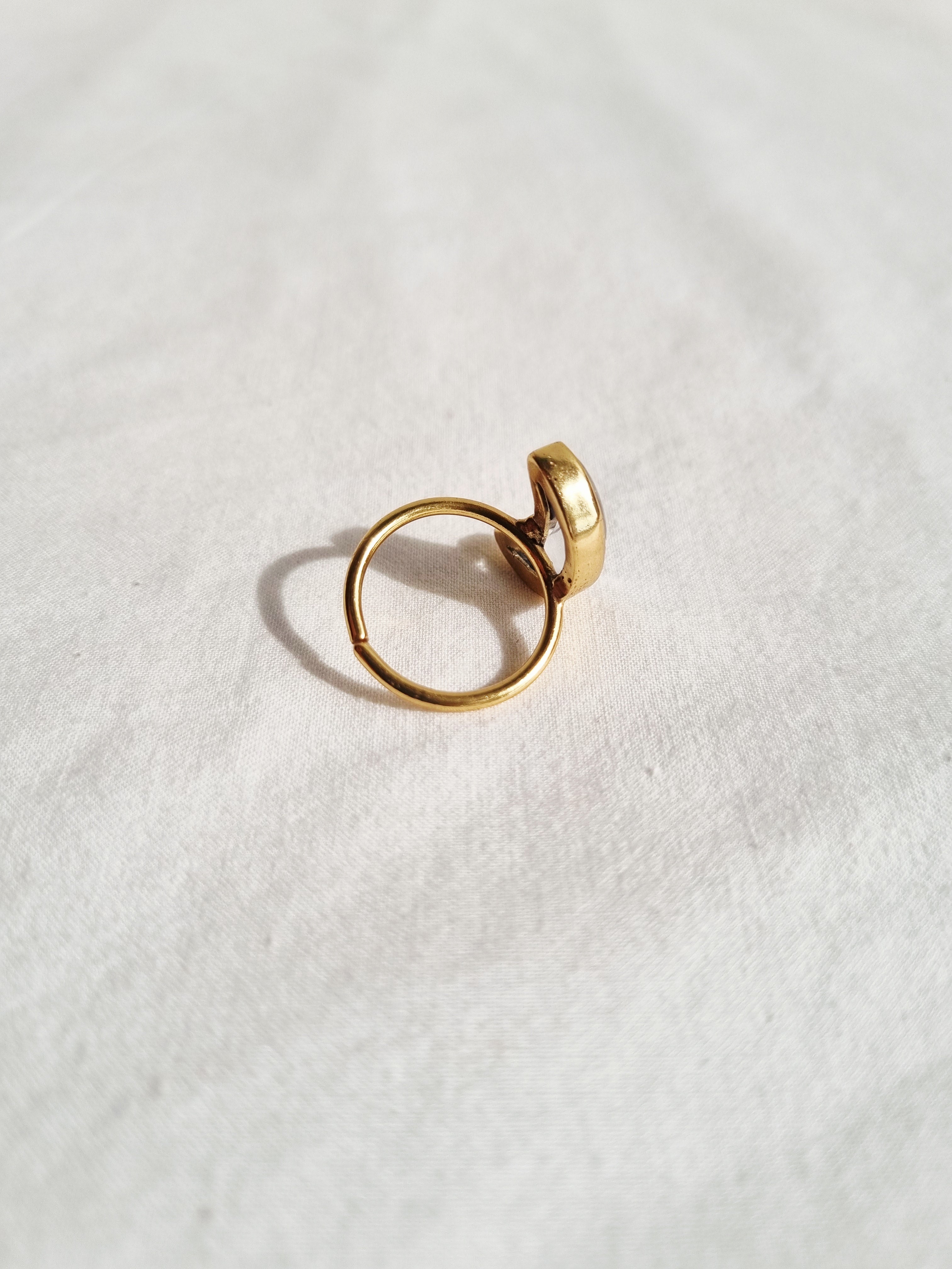 chandra - Clear Quartz Luna Ring