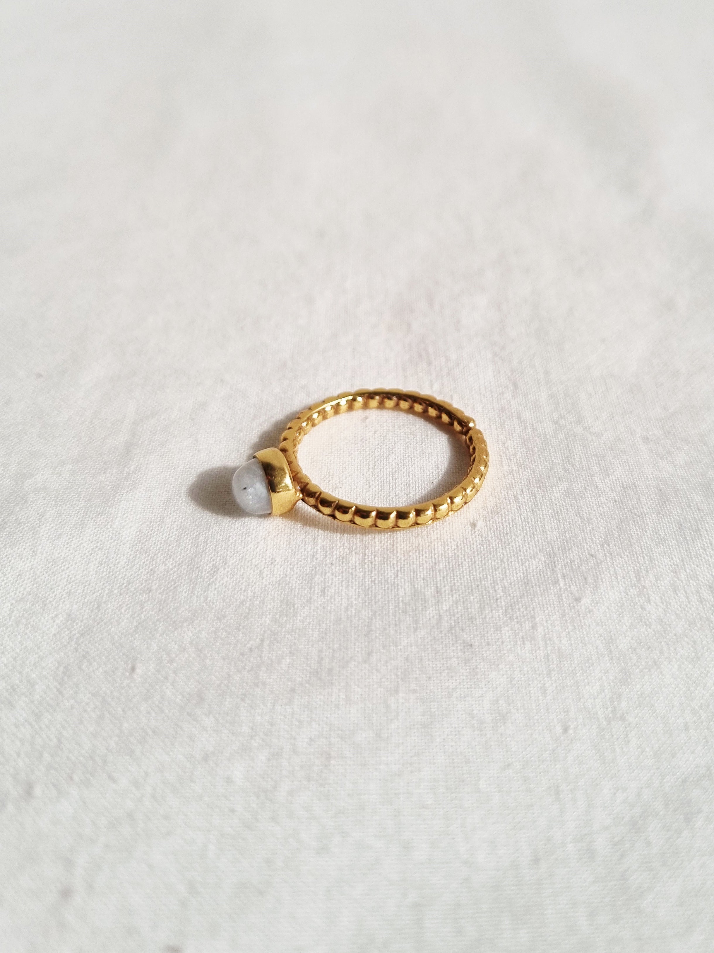 sukra - Rainbow Moonstone Venus Ring