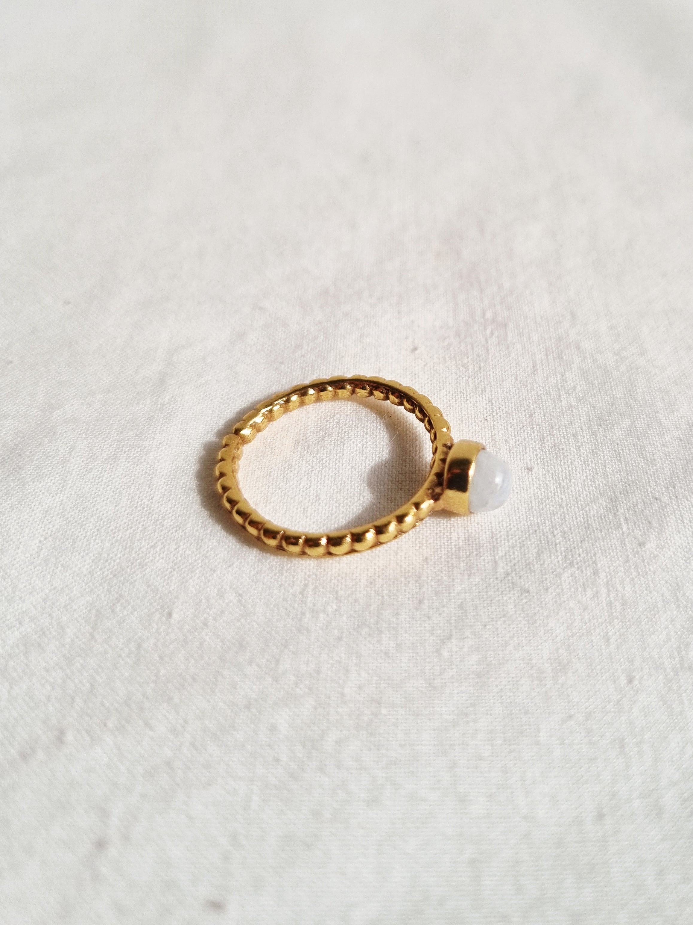 sukra - Rainbow Moonstone Venus Ring