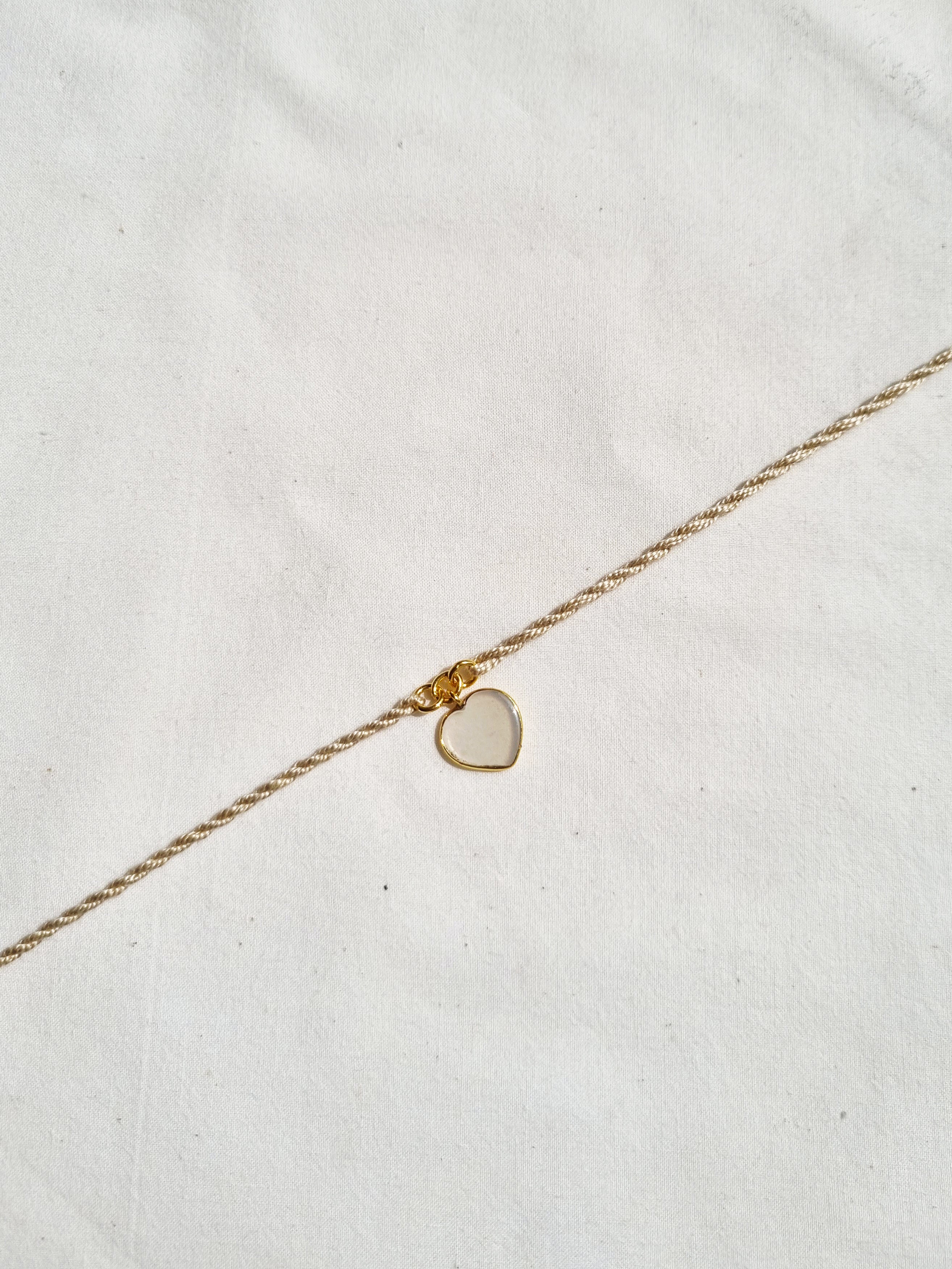 hart - White Moonstone Heart Charm Rakhi
