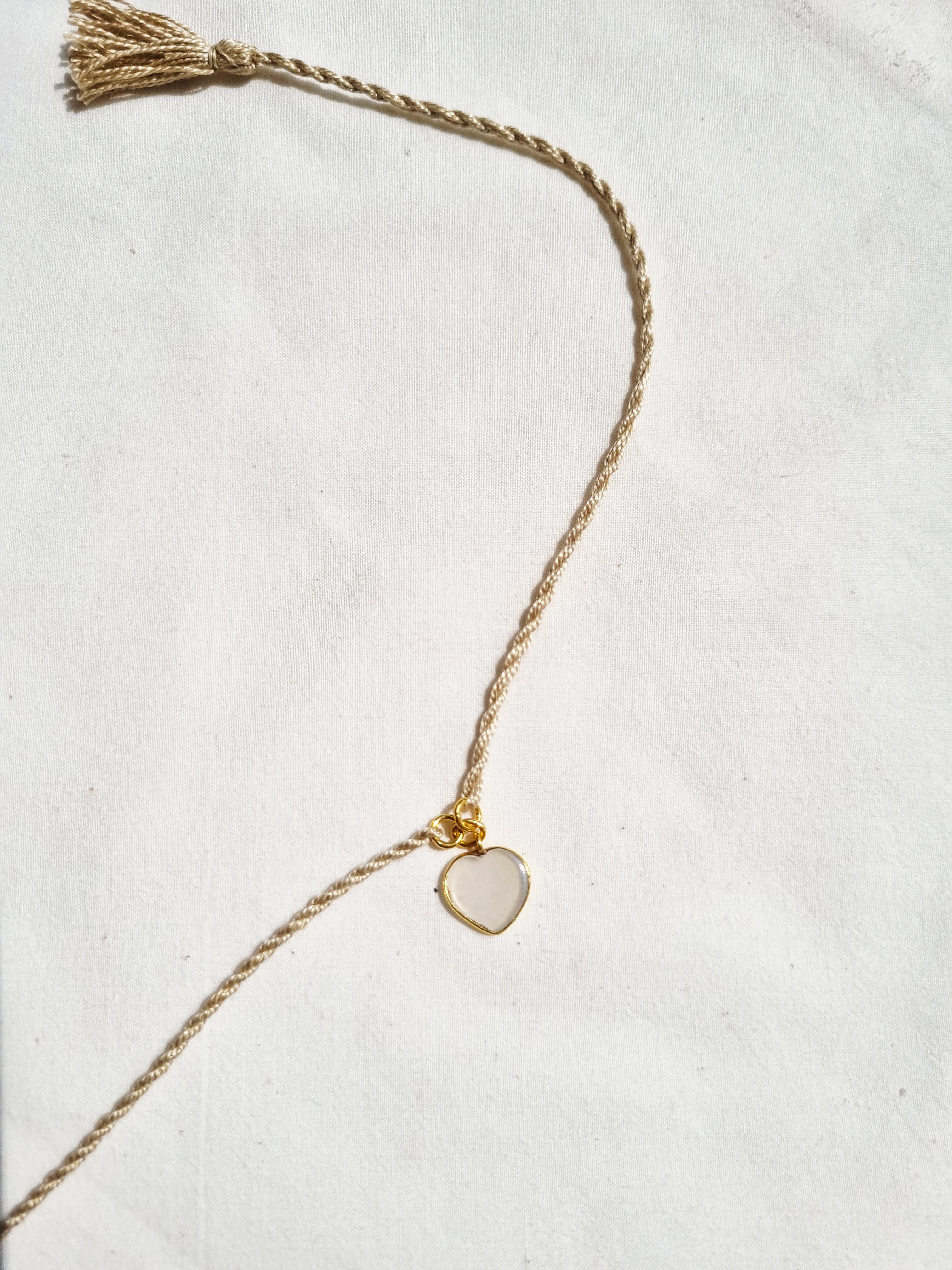 hart - White Moonstone Heart Charm Rakhi