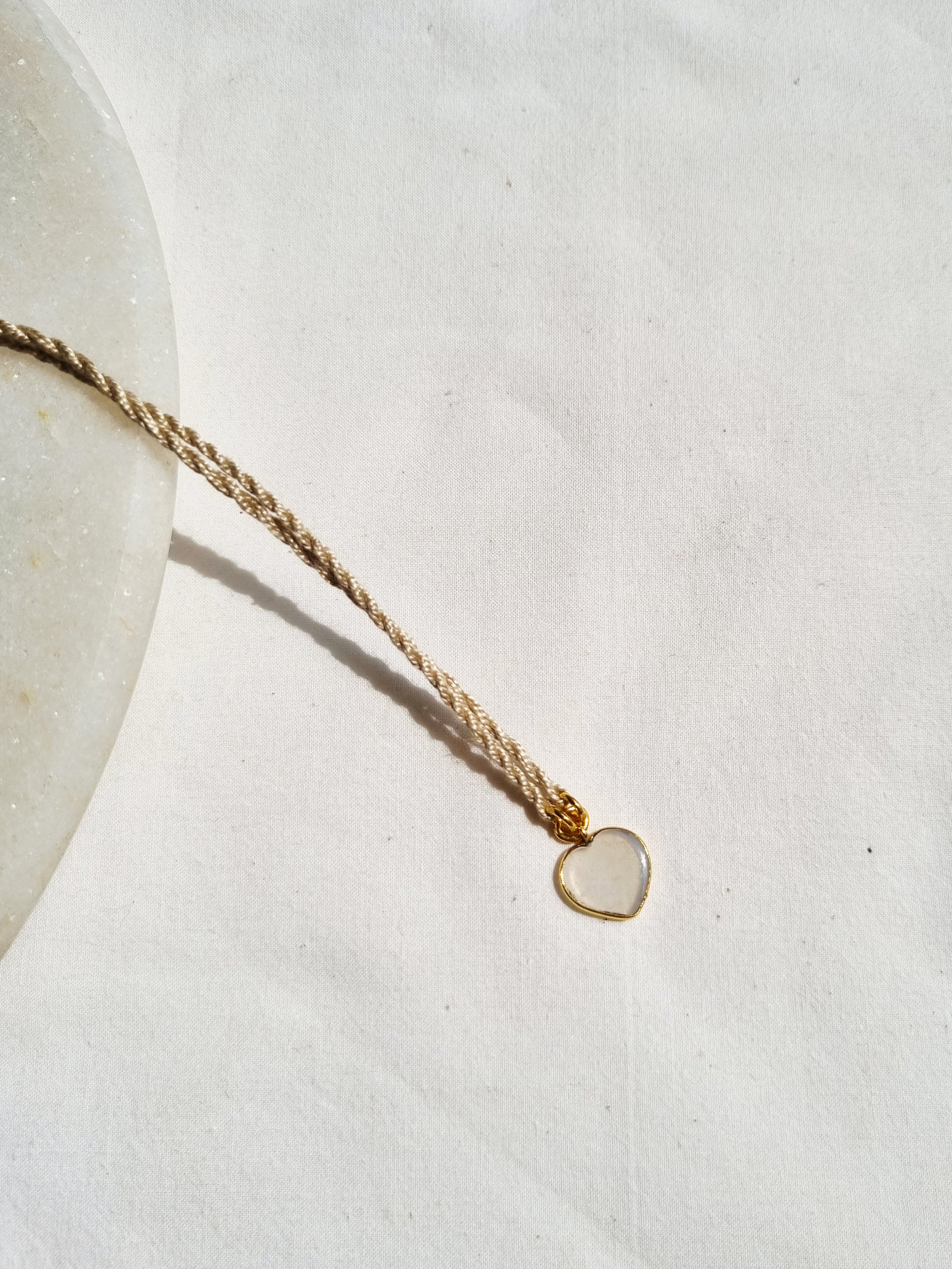 hart - White Moonstone Heart Charm Rakhi