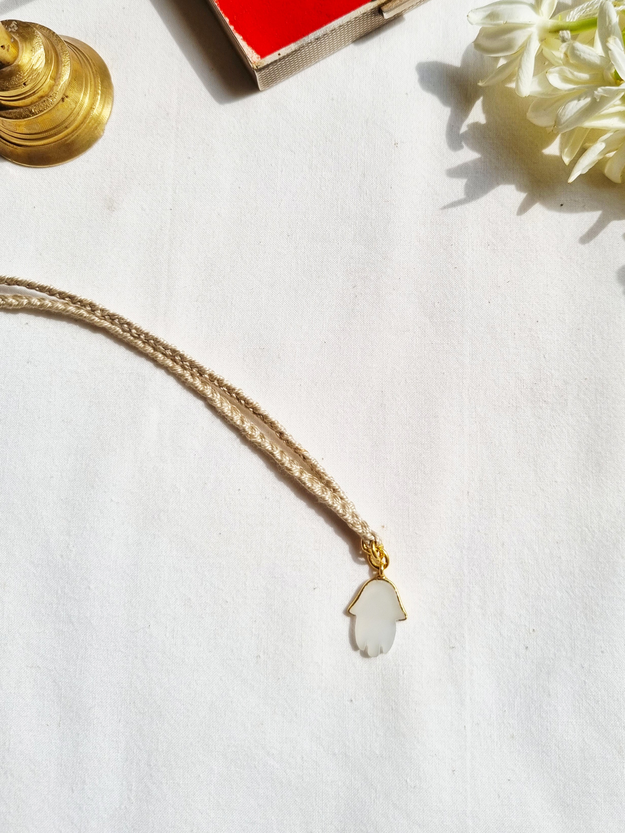 hamsa- White Moonstone Charm Rakhi