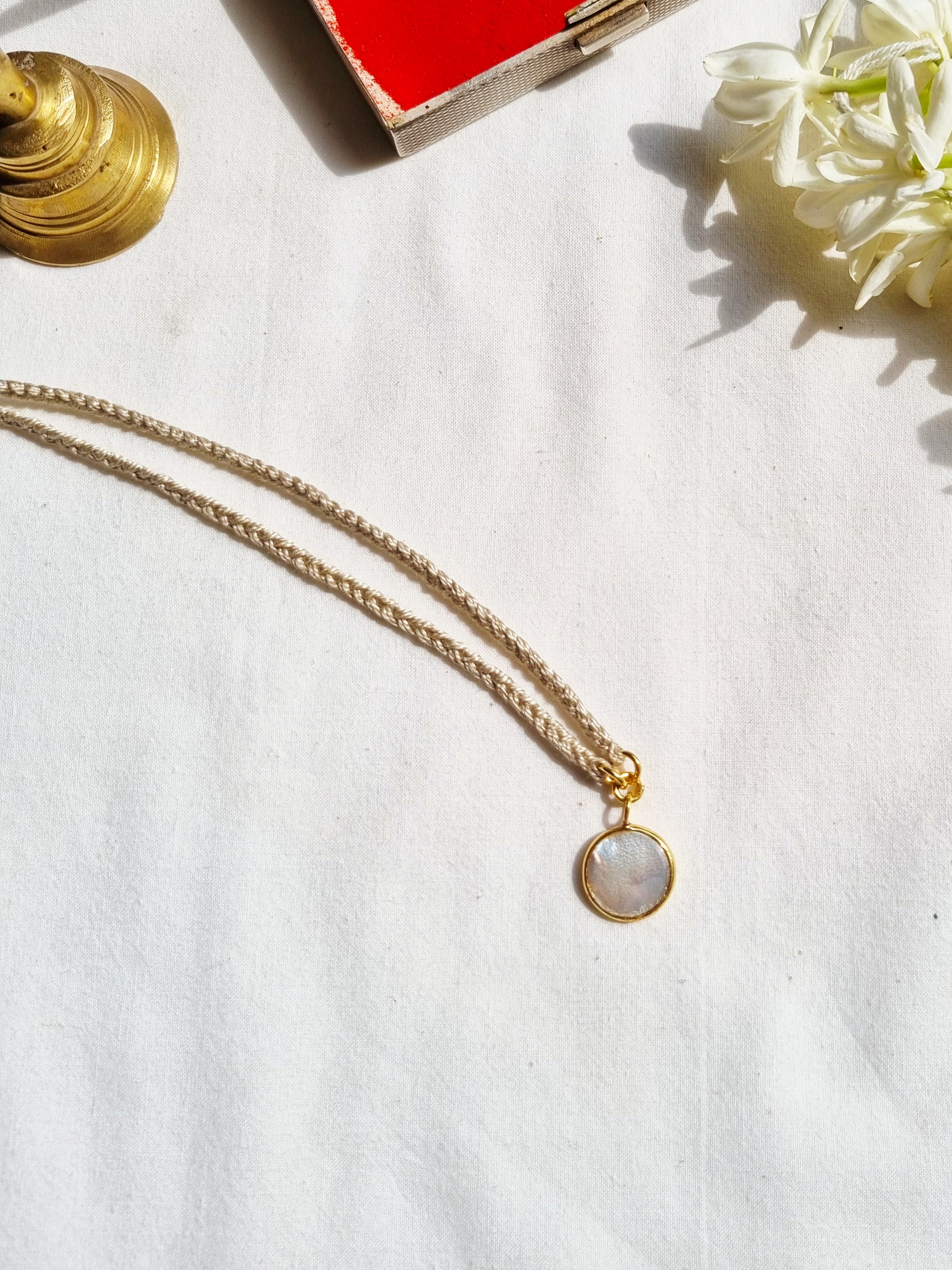 matsya - Mother of Pearl Round Charm Rakhi