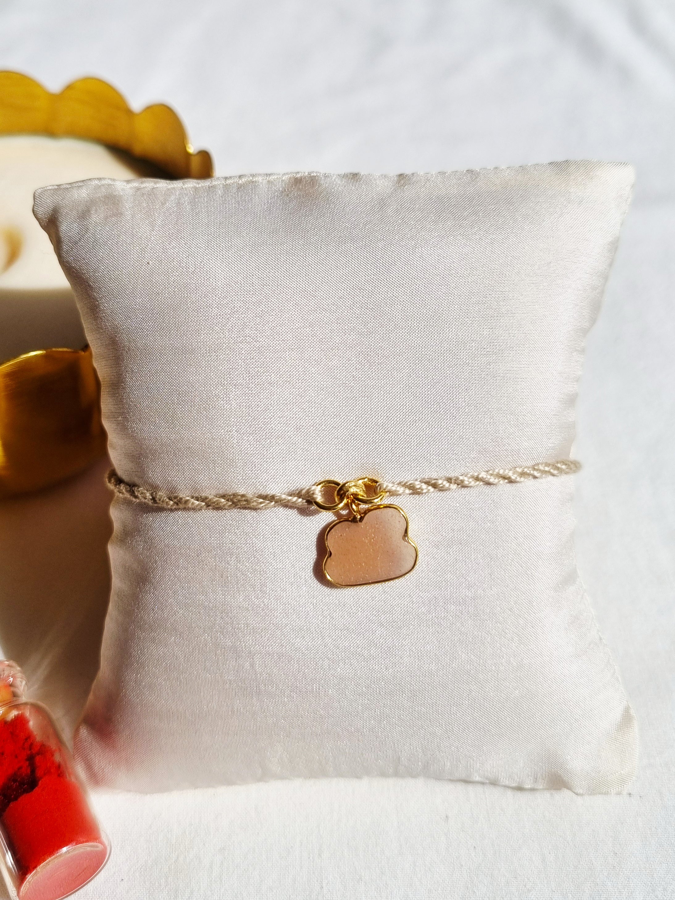 amegh - Peach Moonstone Cloud Charm Rakhi