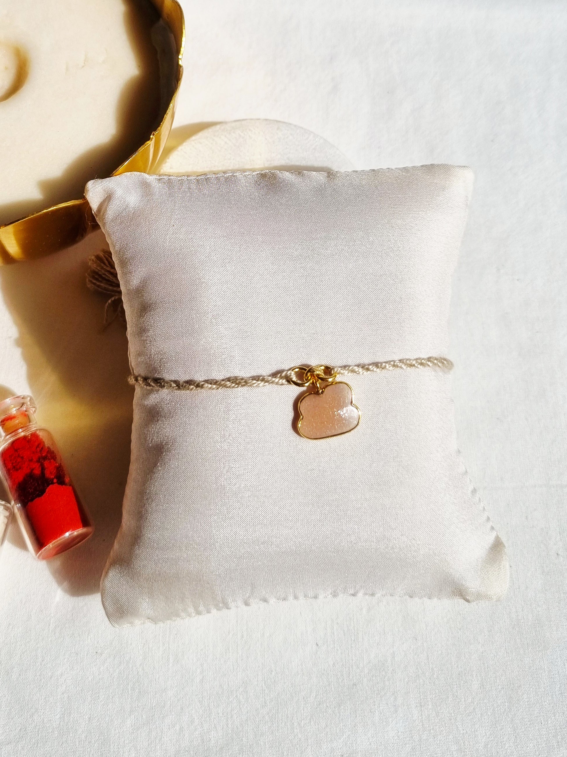 amegh - Peach Moonstone Cloud Charm Rakhi