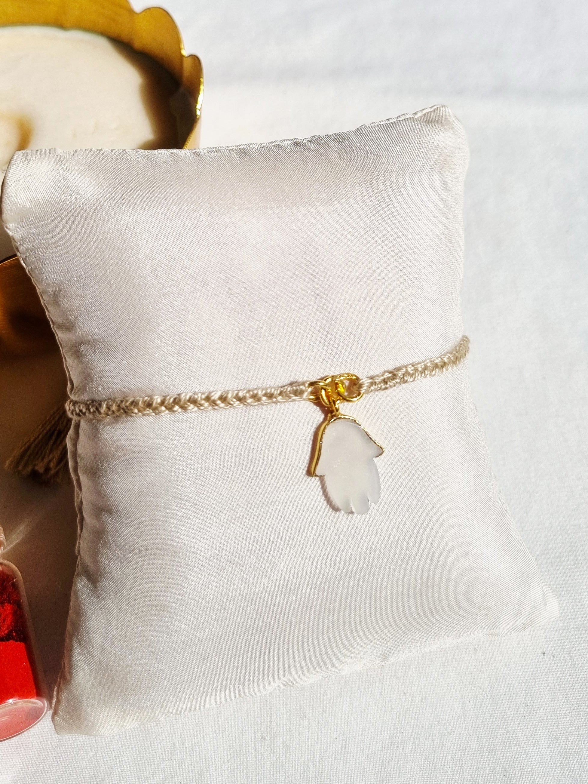 hamsa- White Moonstone Charm Rakhi