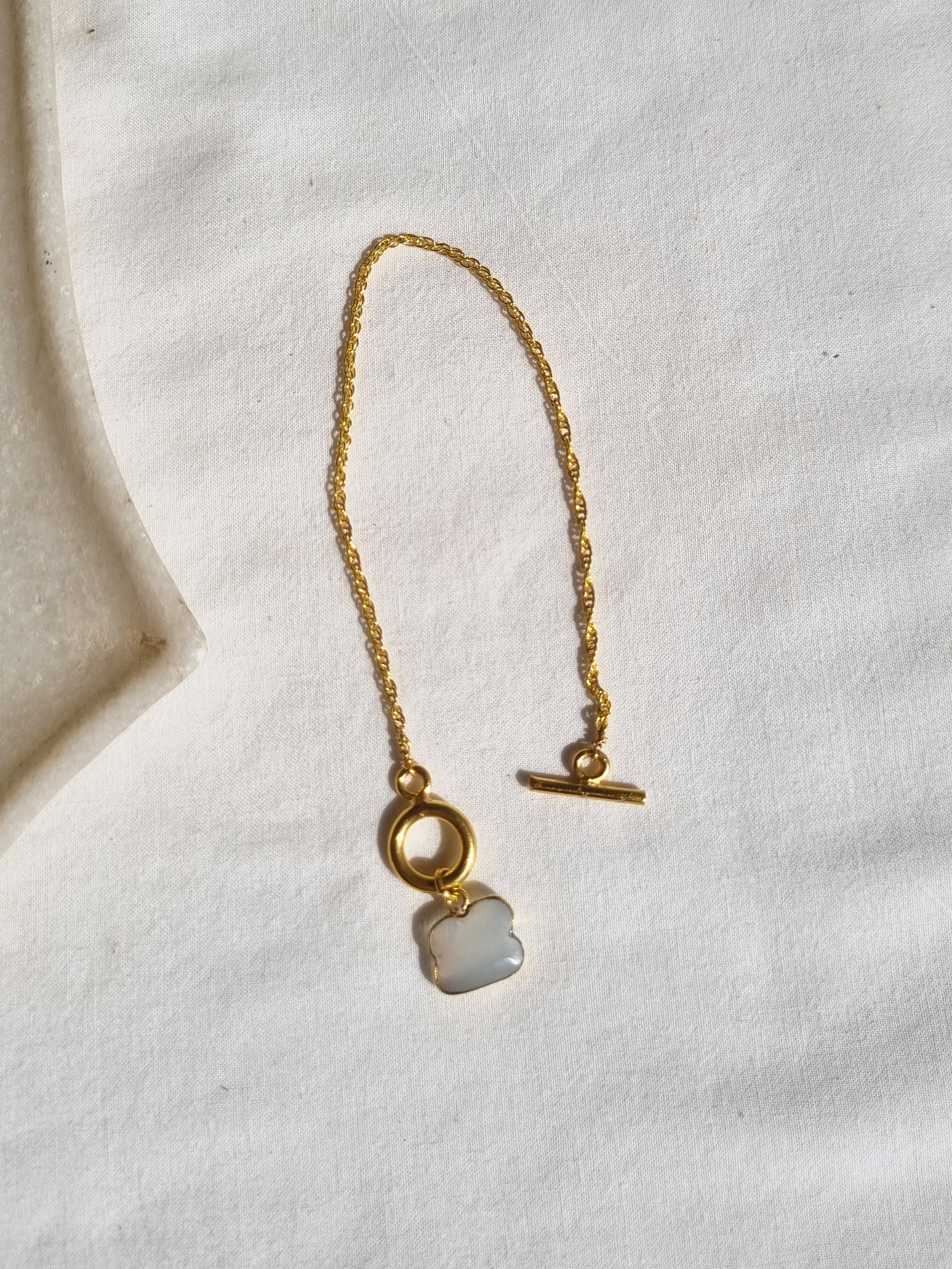 amegh- White Moonstone Cloud Toggle Bracelet