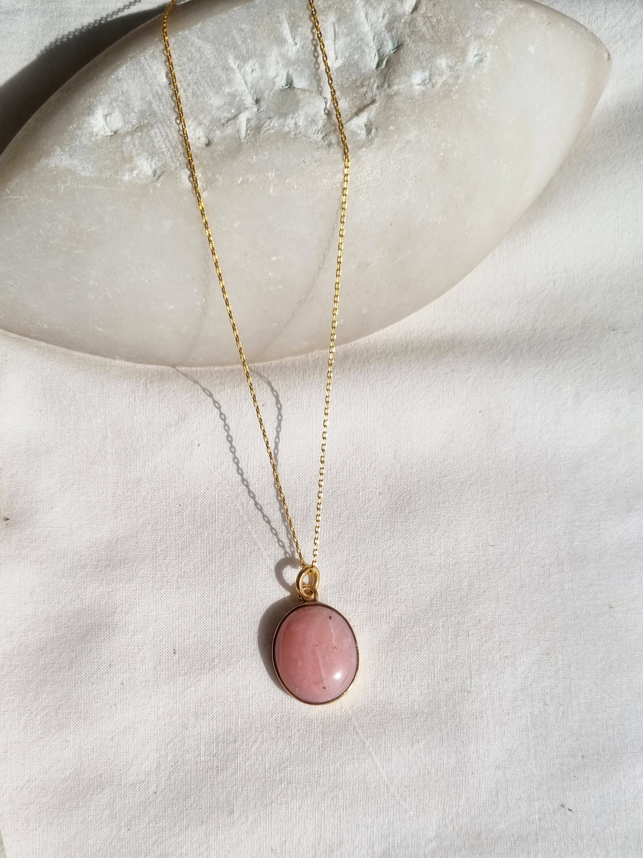 vana - Pink Opal Oval Pendant