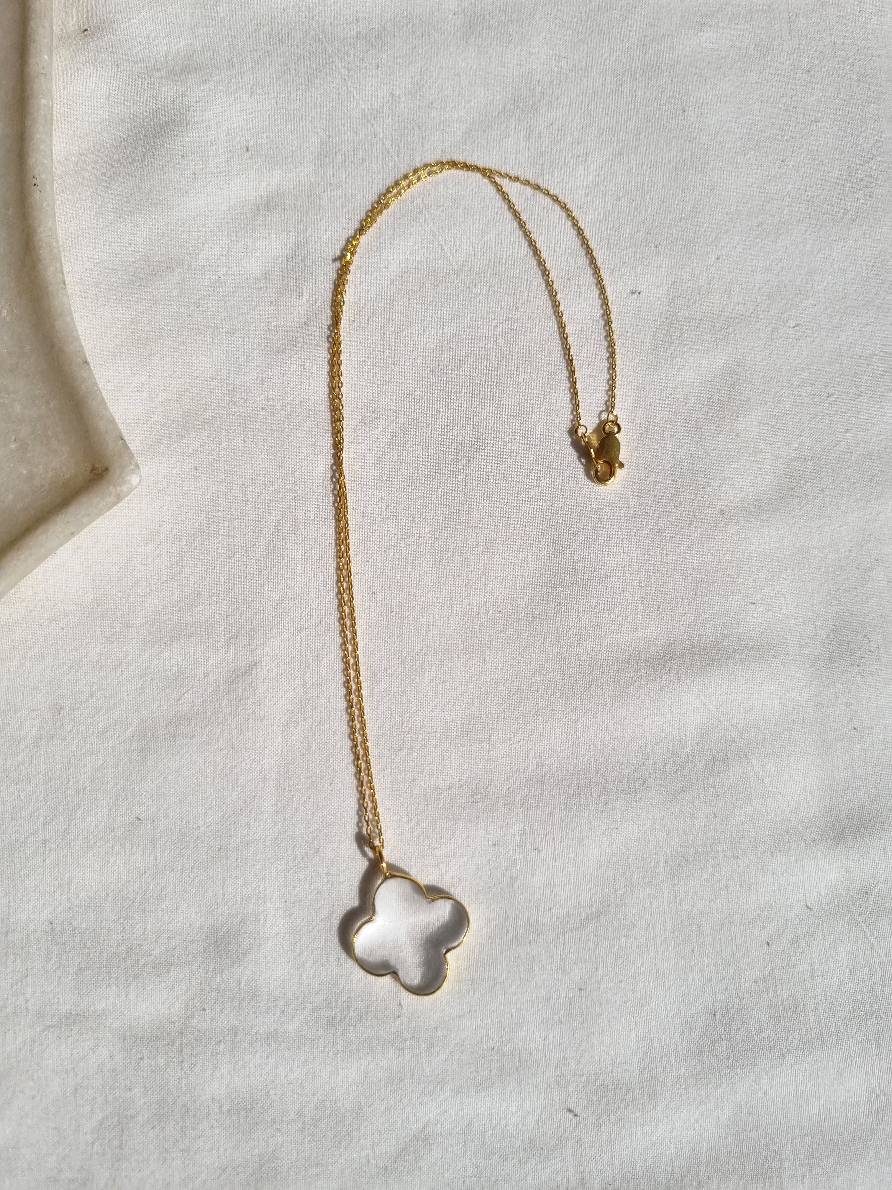 kasa - Clear Quartz Clover Pendant