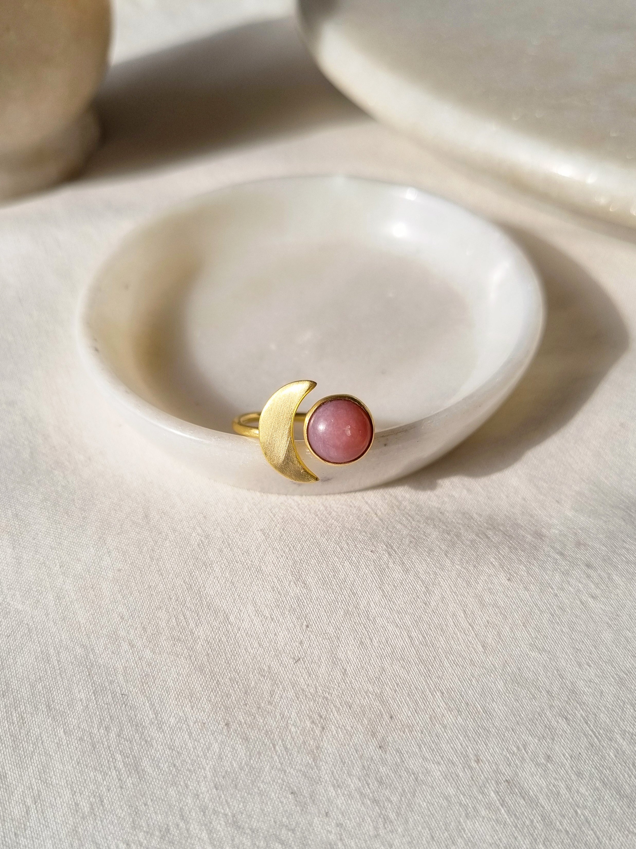 ika - Pink Opal Sun n Moon Ring
