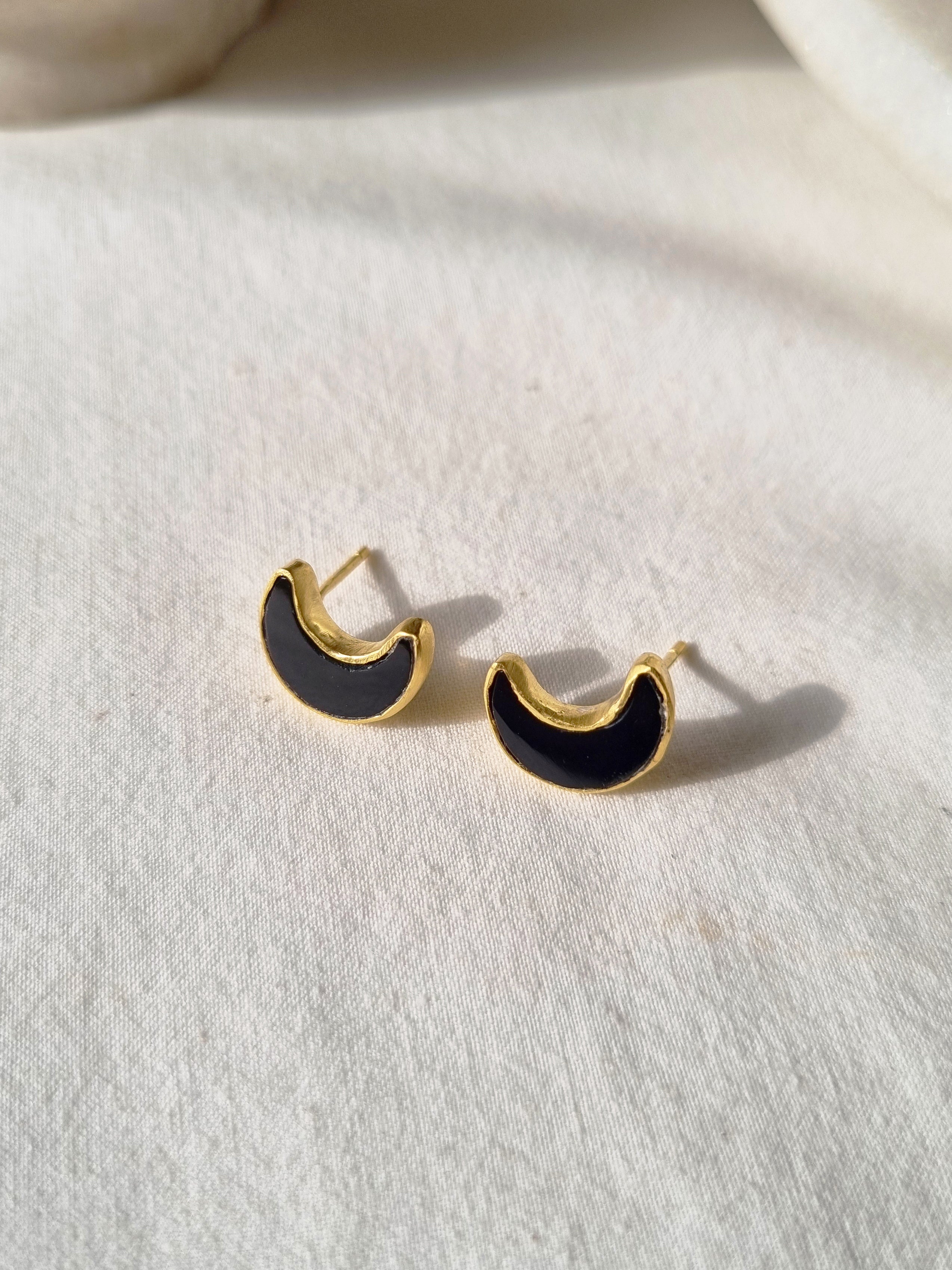 araya - Black Onyx Luna Studs