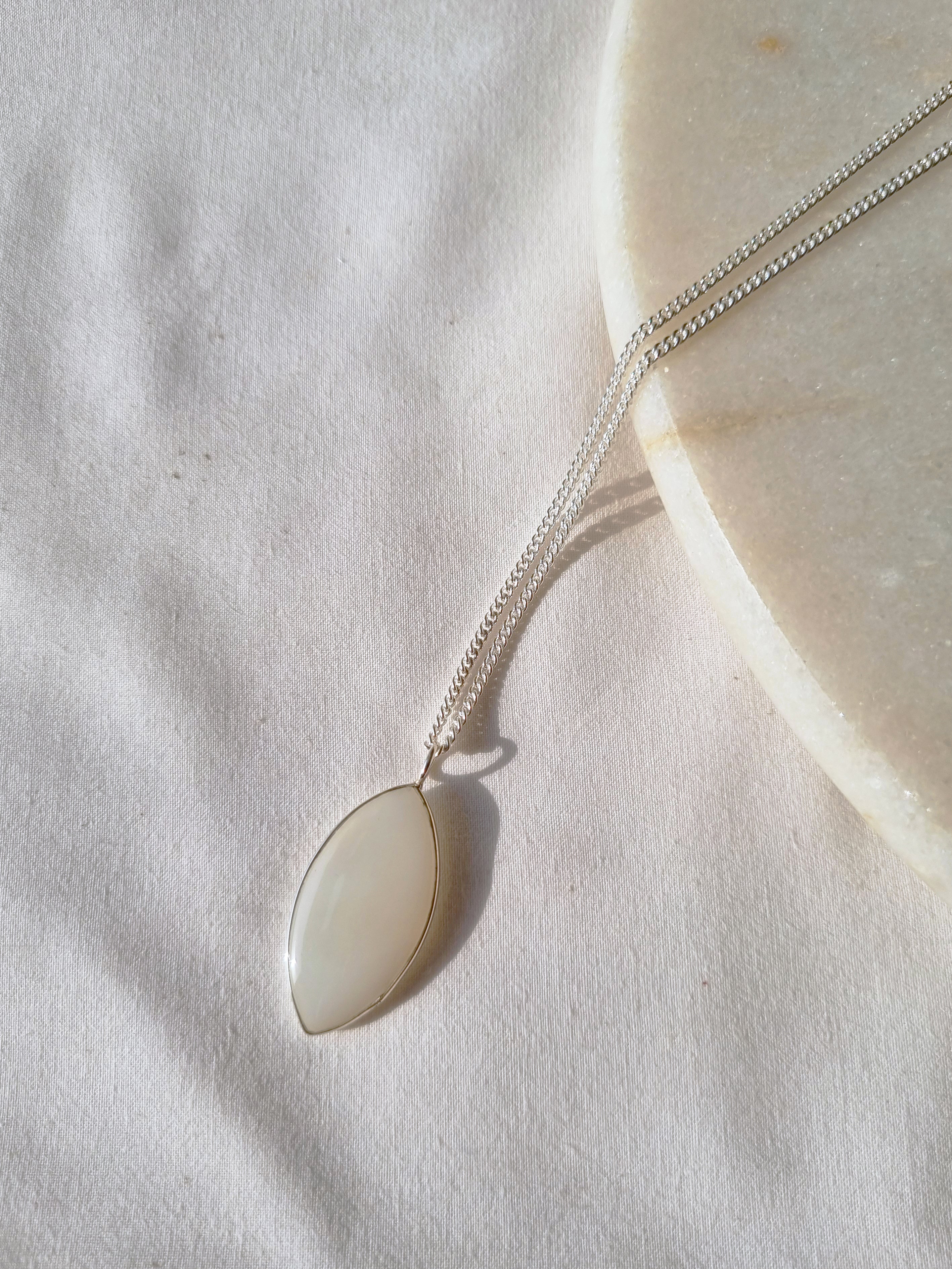 kharay - White Moonstone Men's Marquise Pendant