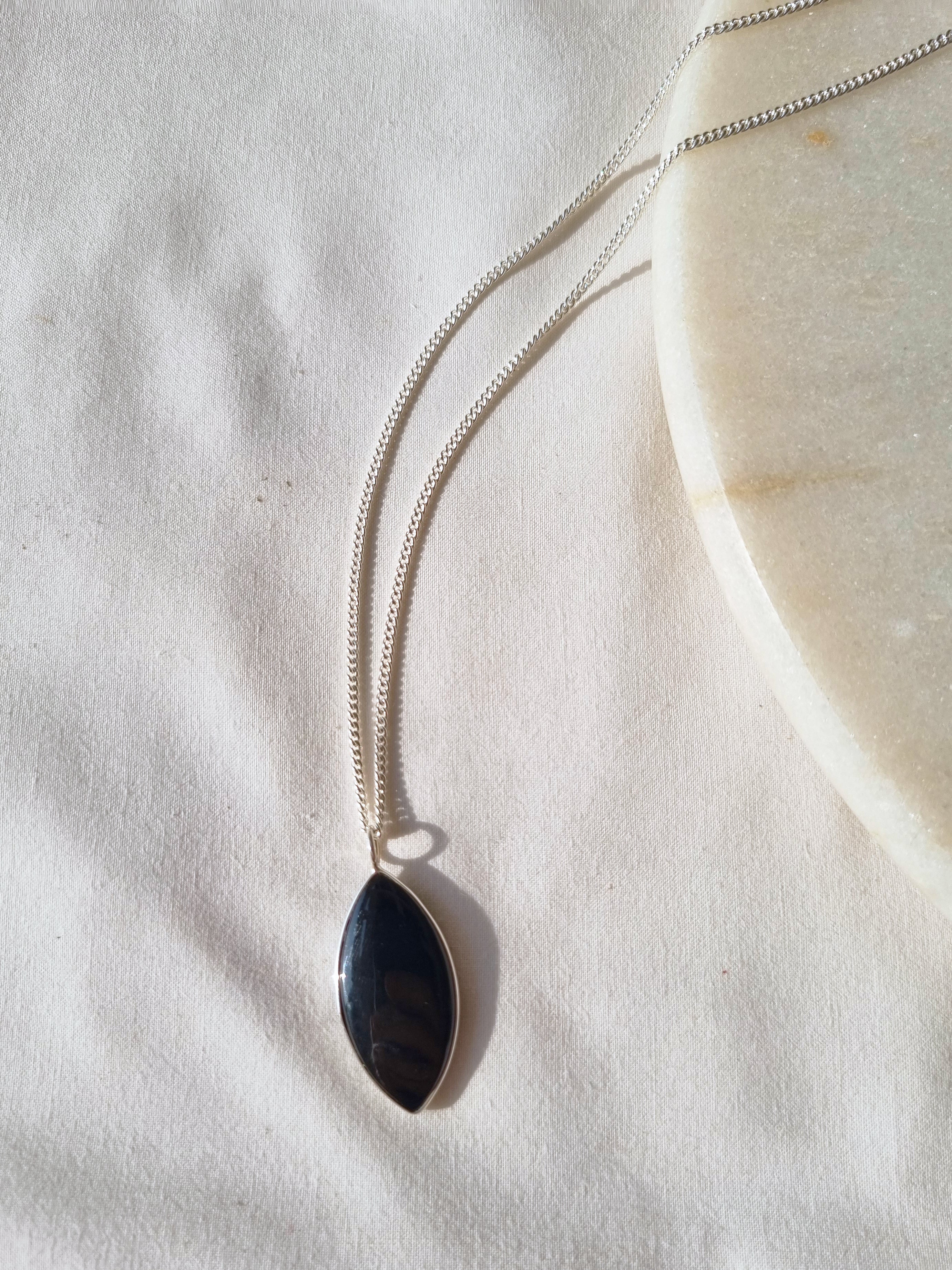 kharay - Black Onyx Men's Marquise Pendant