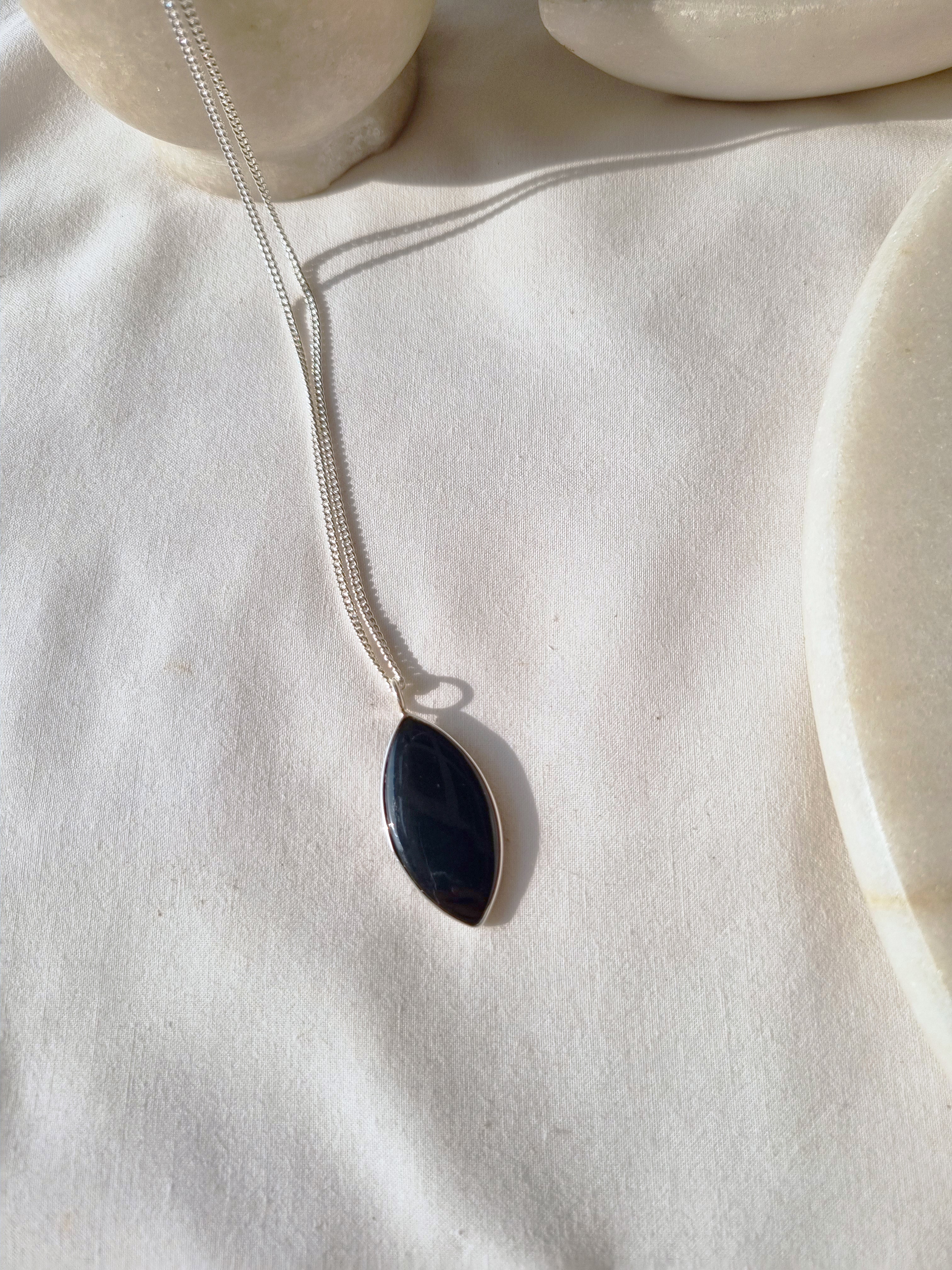 kharay - Black Onyx Men's Marquise Pendant