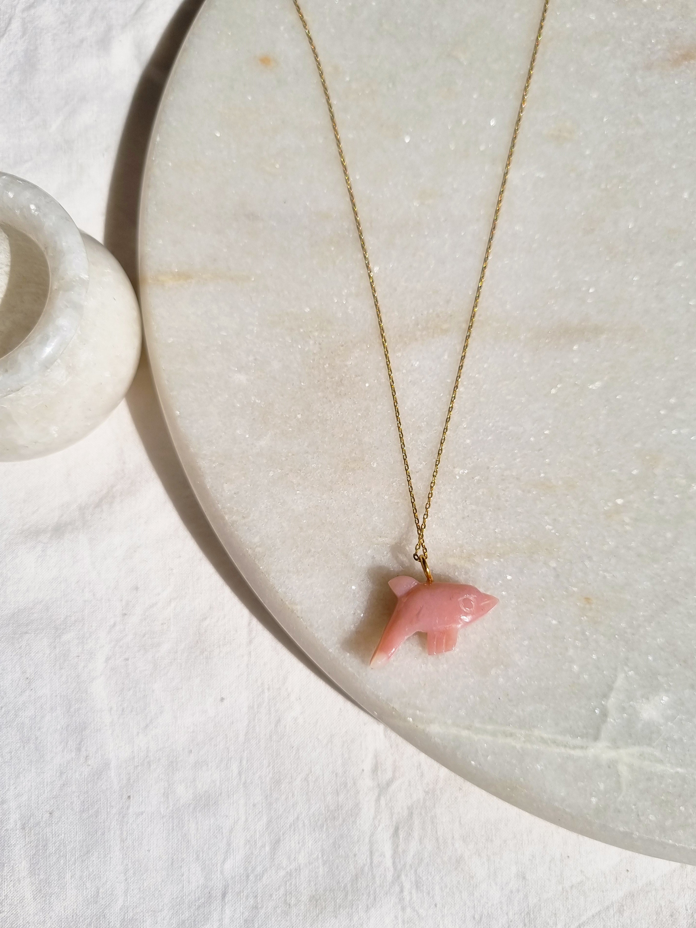 suns - Pink Opal Dolphin Pendant