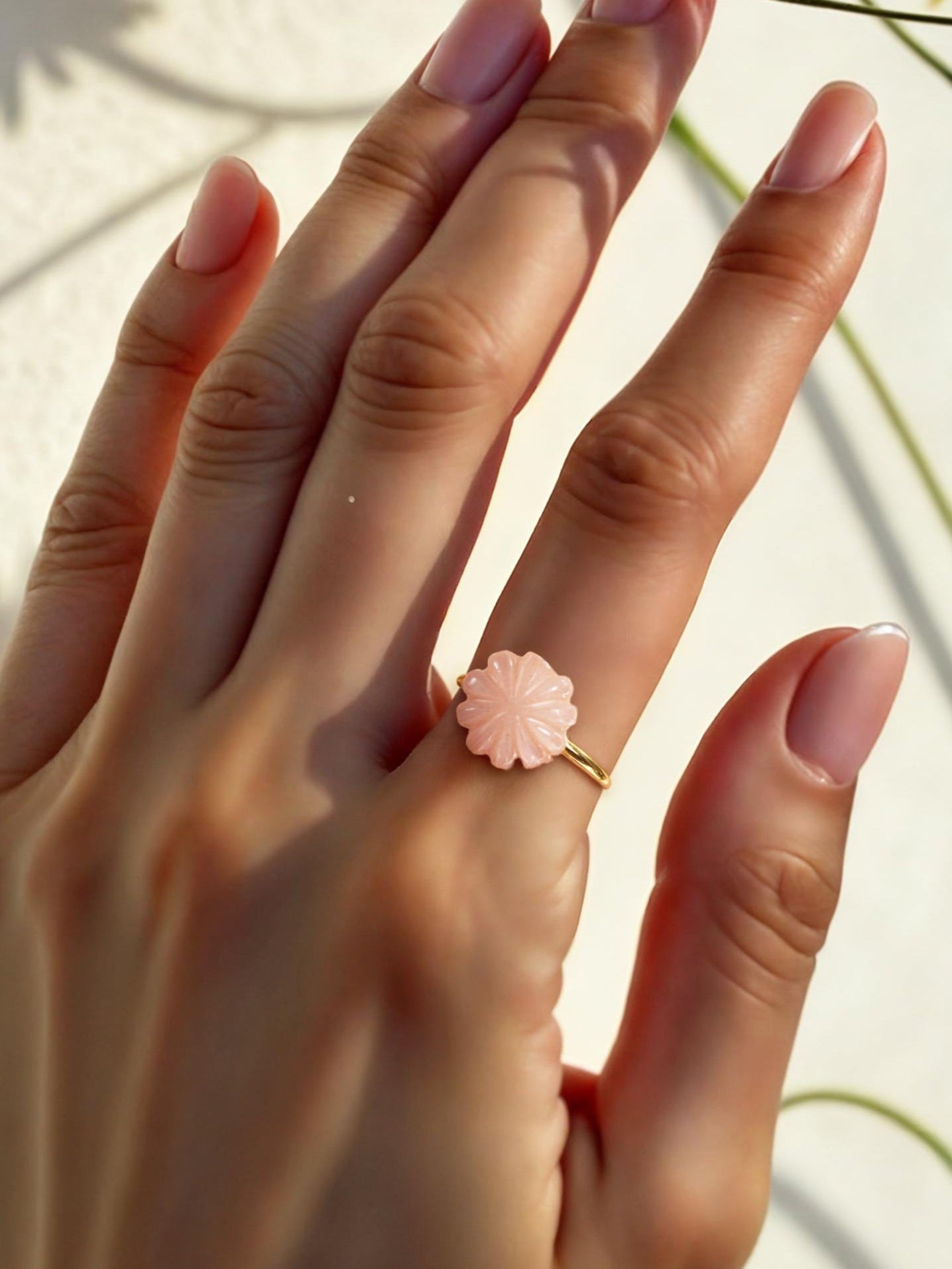 kaling - Peach Moonstone Melon Ring