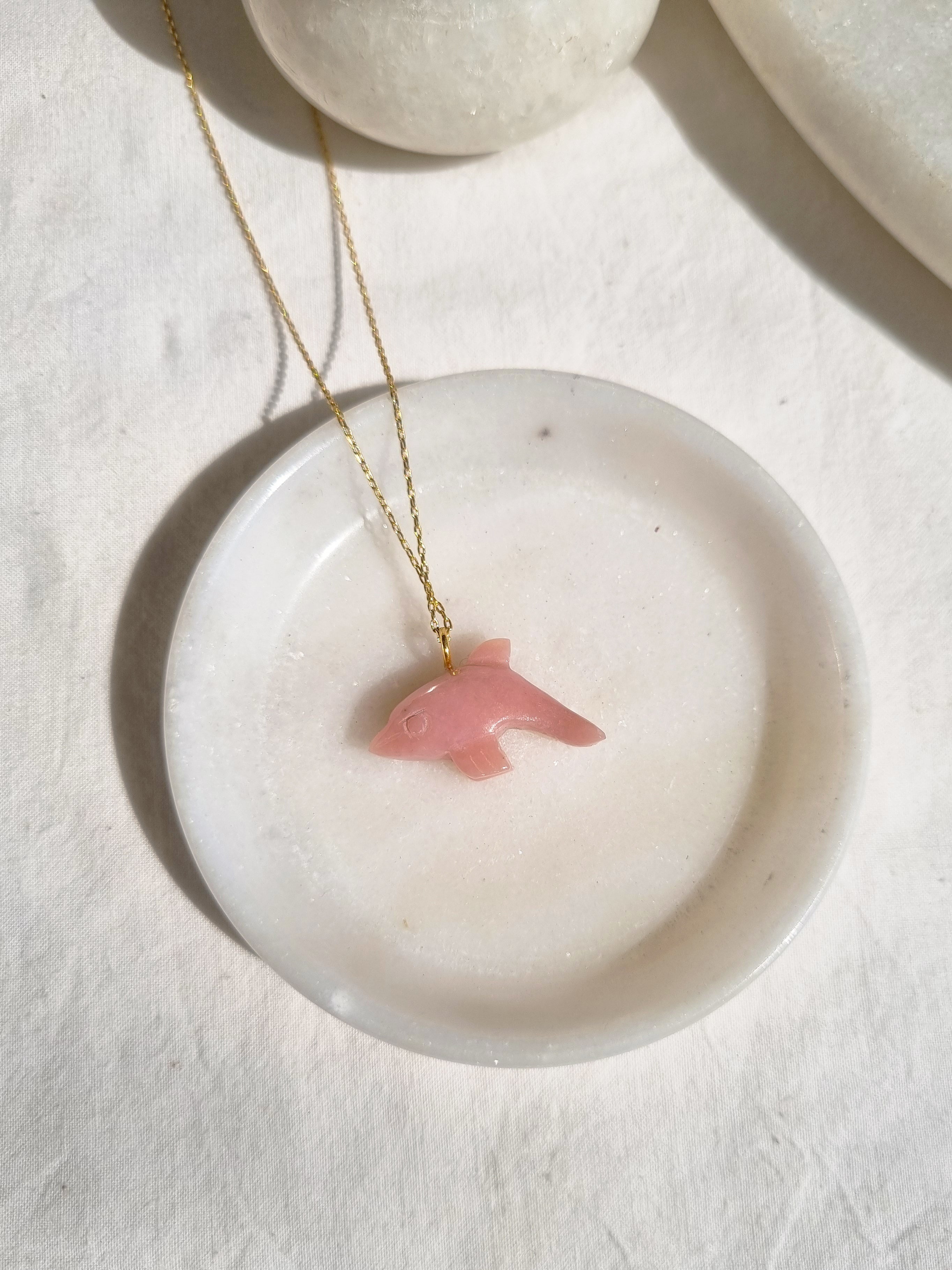suns - Pink Opal Dolphin Pendant