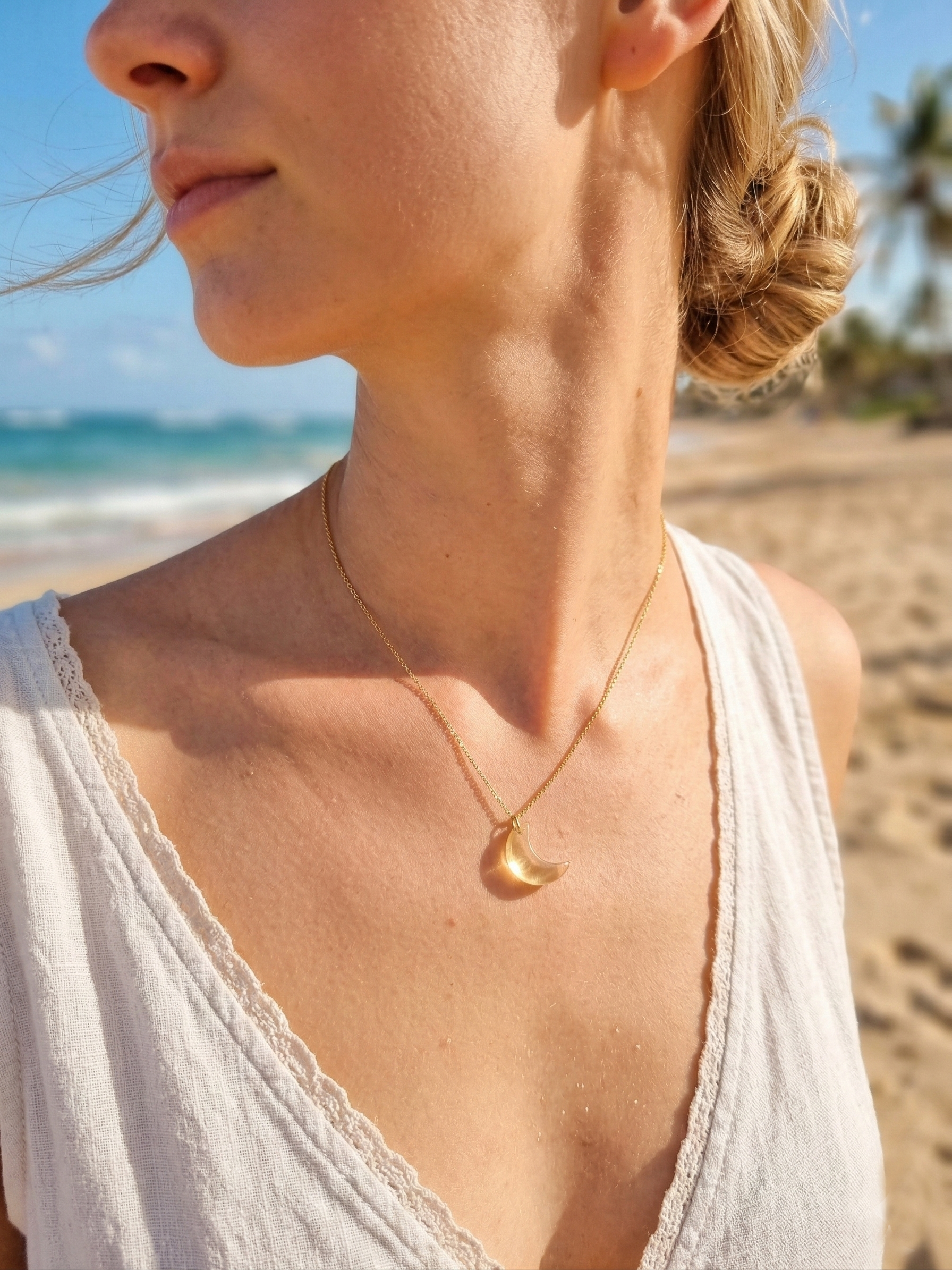 adhva - Lemon Quartz Luna Pendant