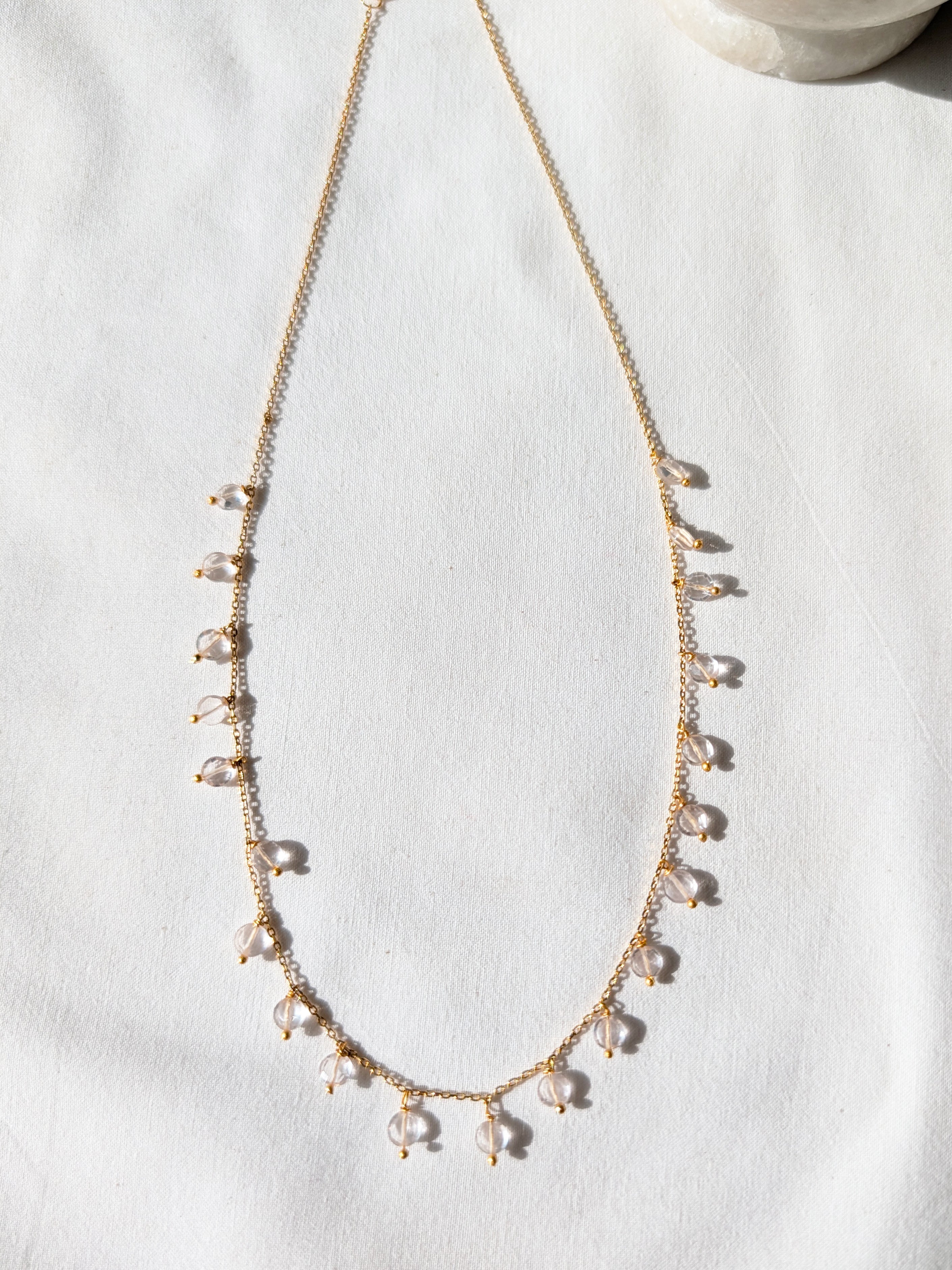 hrasva - Rose Quartz Coin Choker