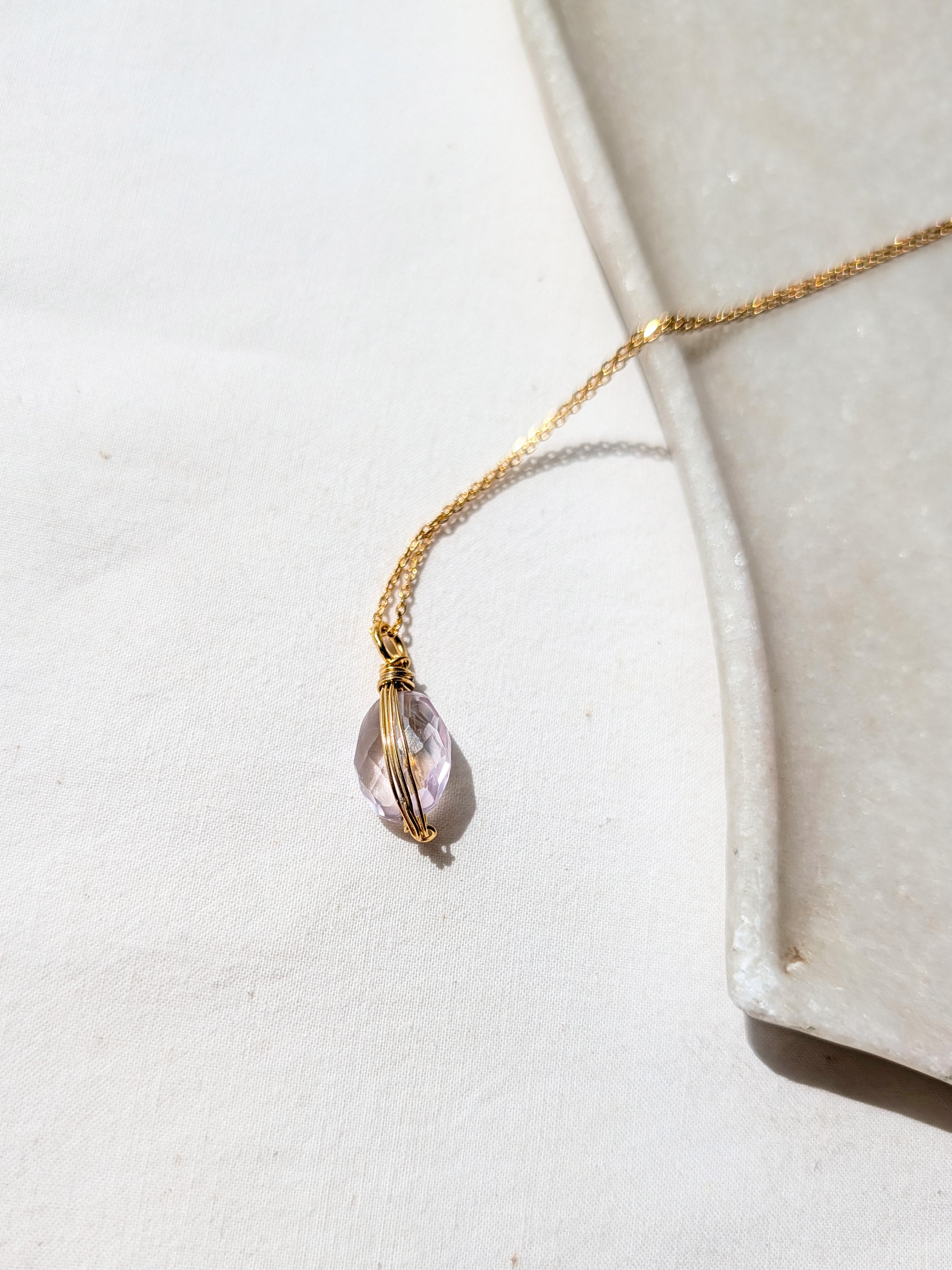 aurah - Pink Amethyst Wire Wrap Pendant