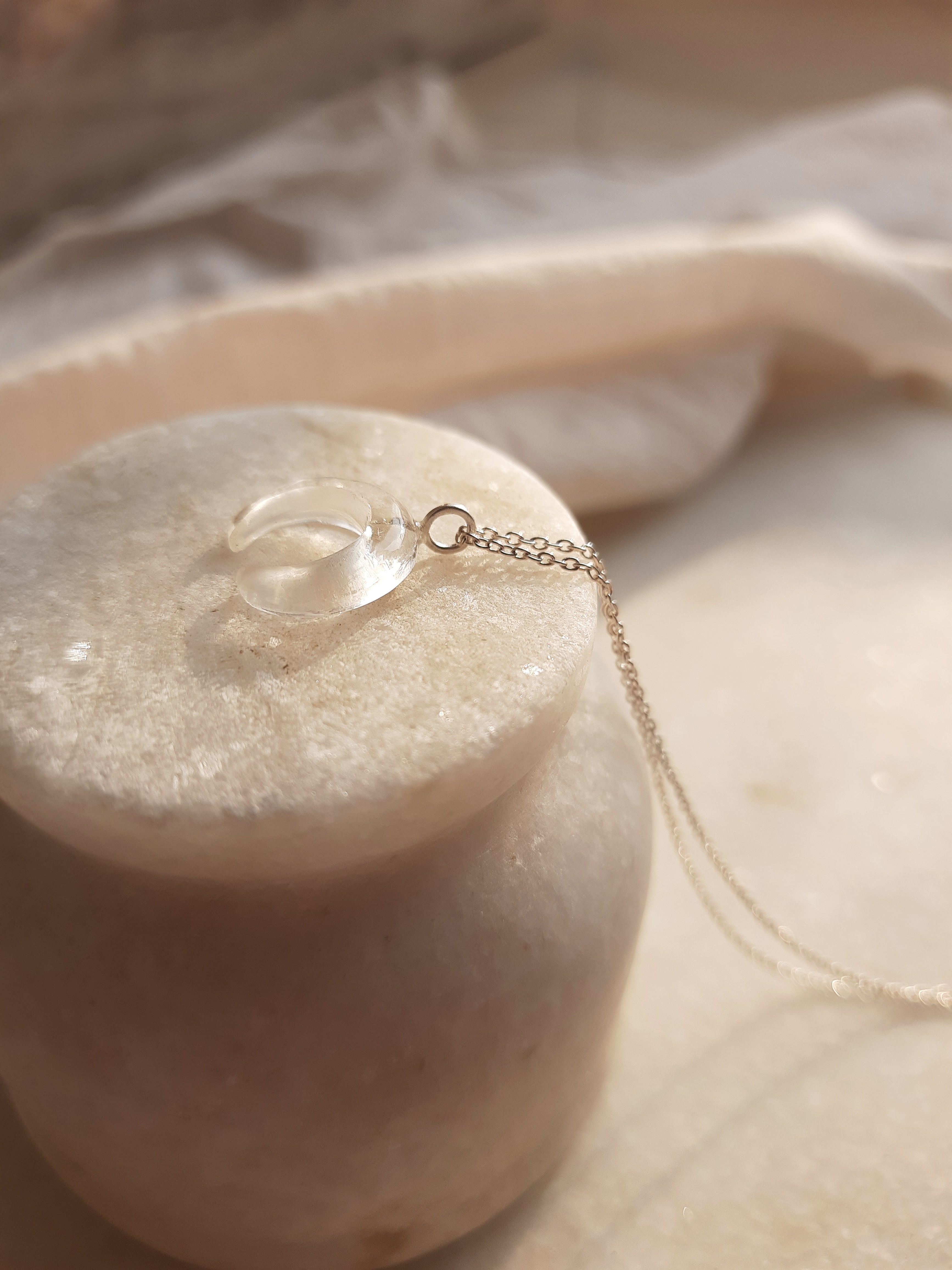 koka - Clear quartz Crescent Pendant