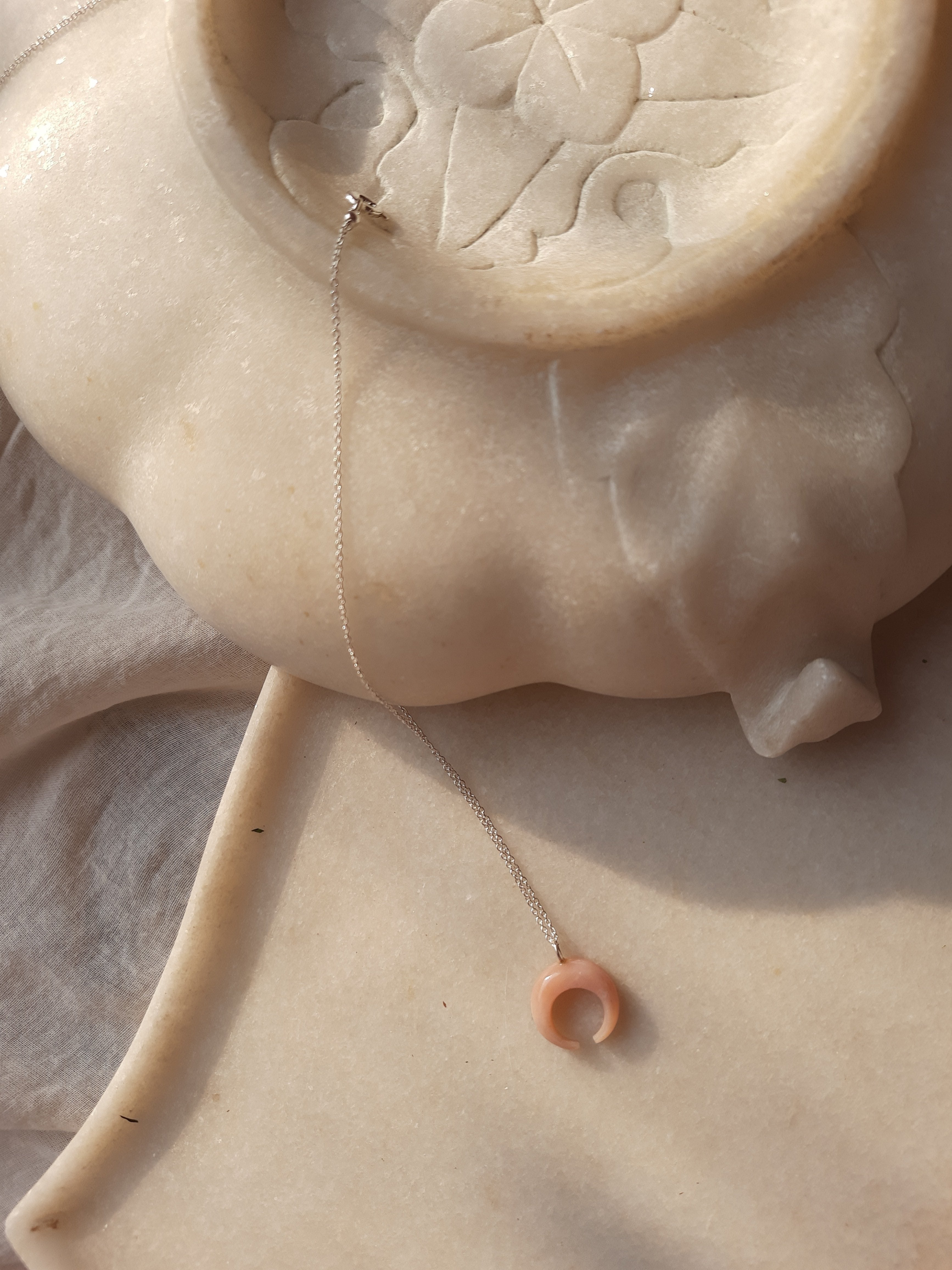 koka - Pink Opal Crescent Pendant