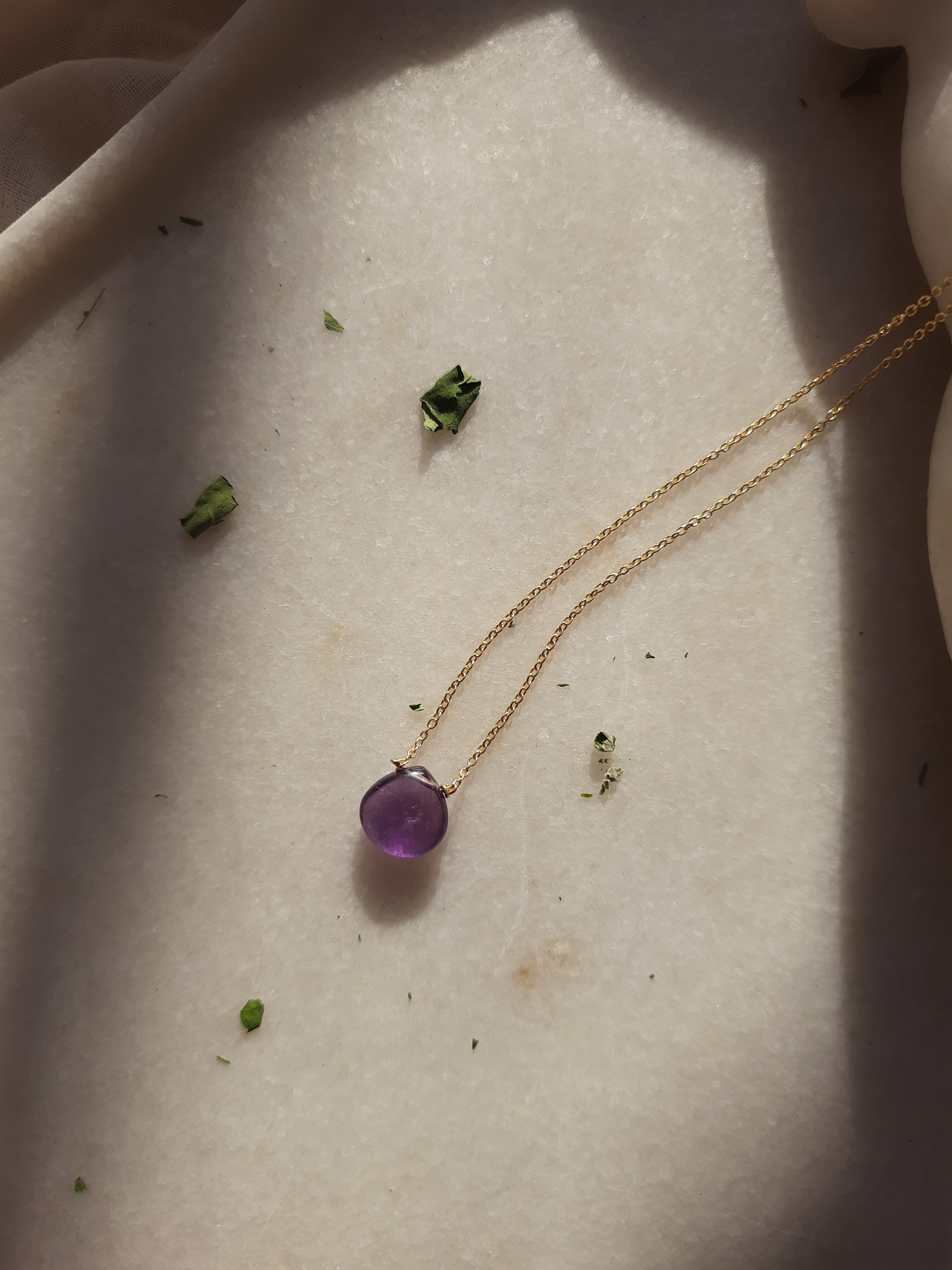 sete - Amethyst Heart Shaped Drop Pendant