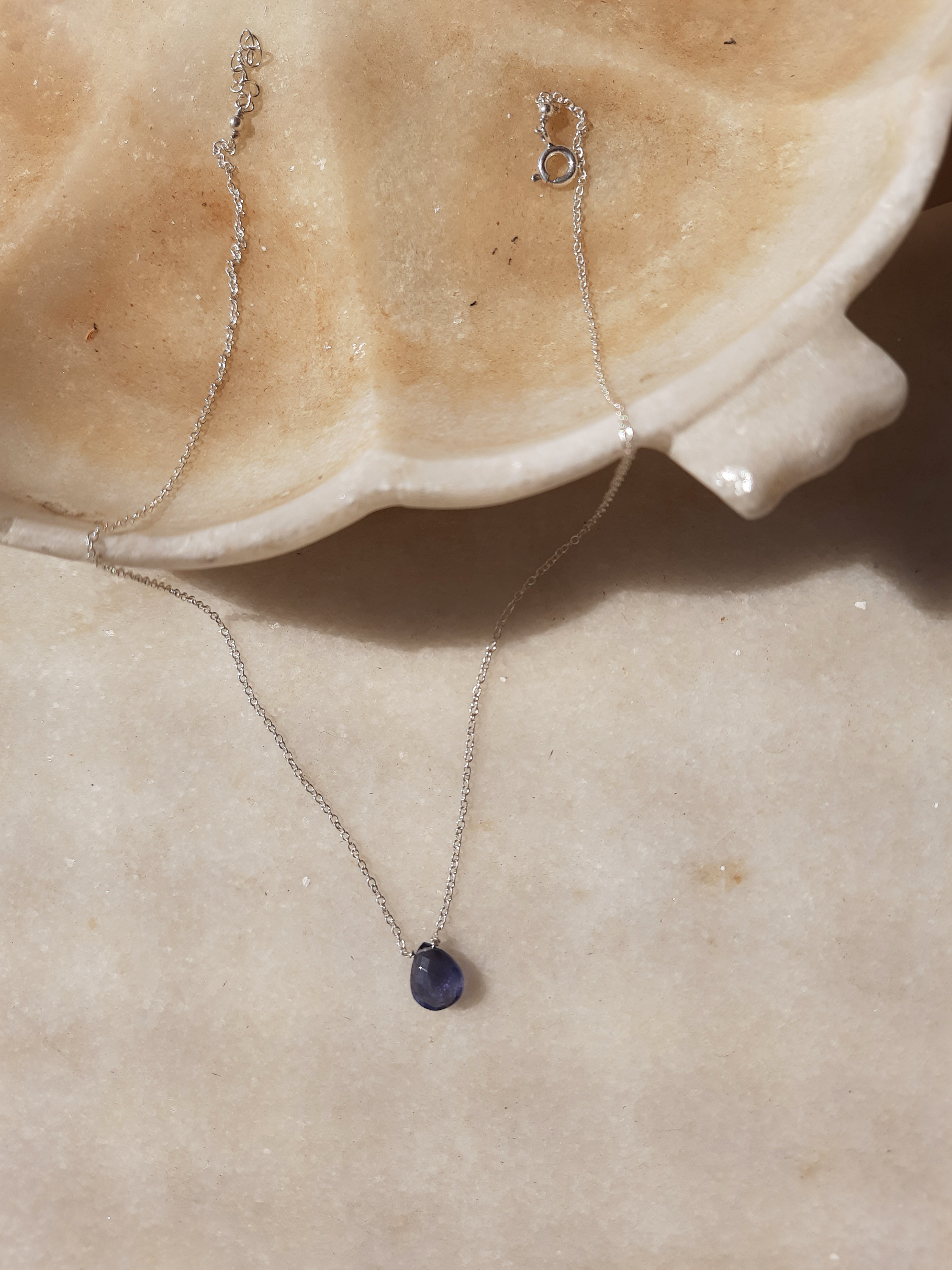 iyate - Iolite Almond Shaped Drop Pendant