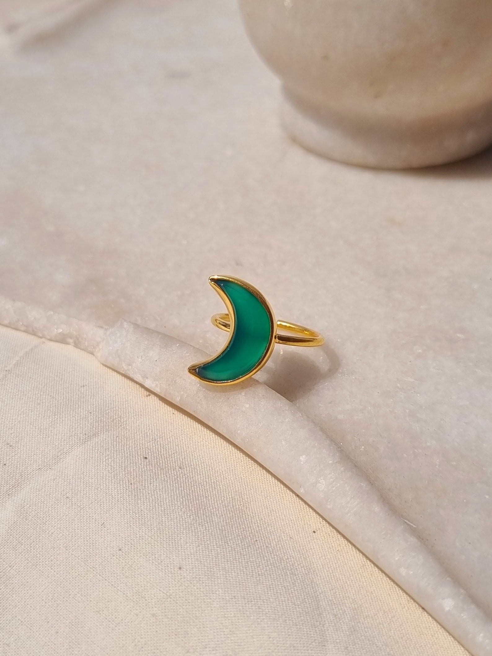 chandra - Green Onyx Luna Ring