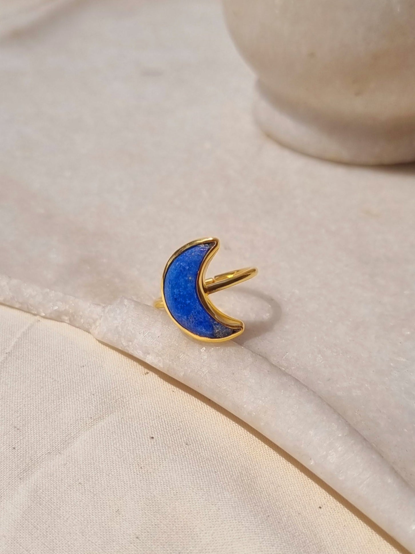 chandra - Lapis Lazuli Luna Ring