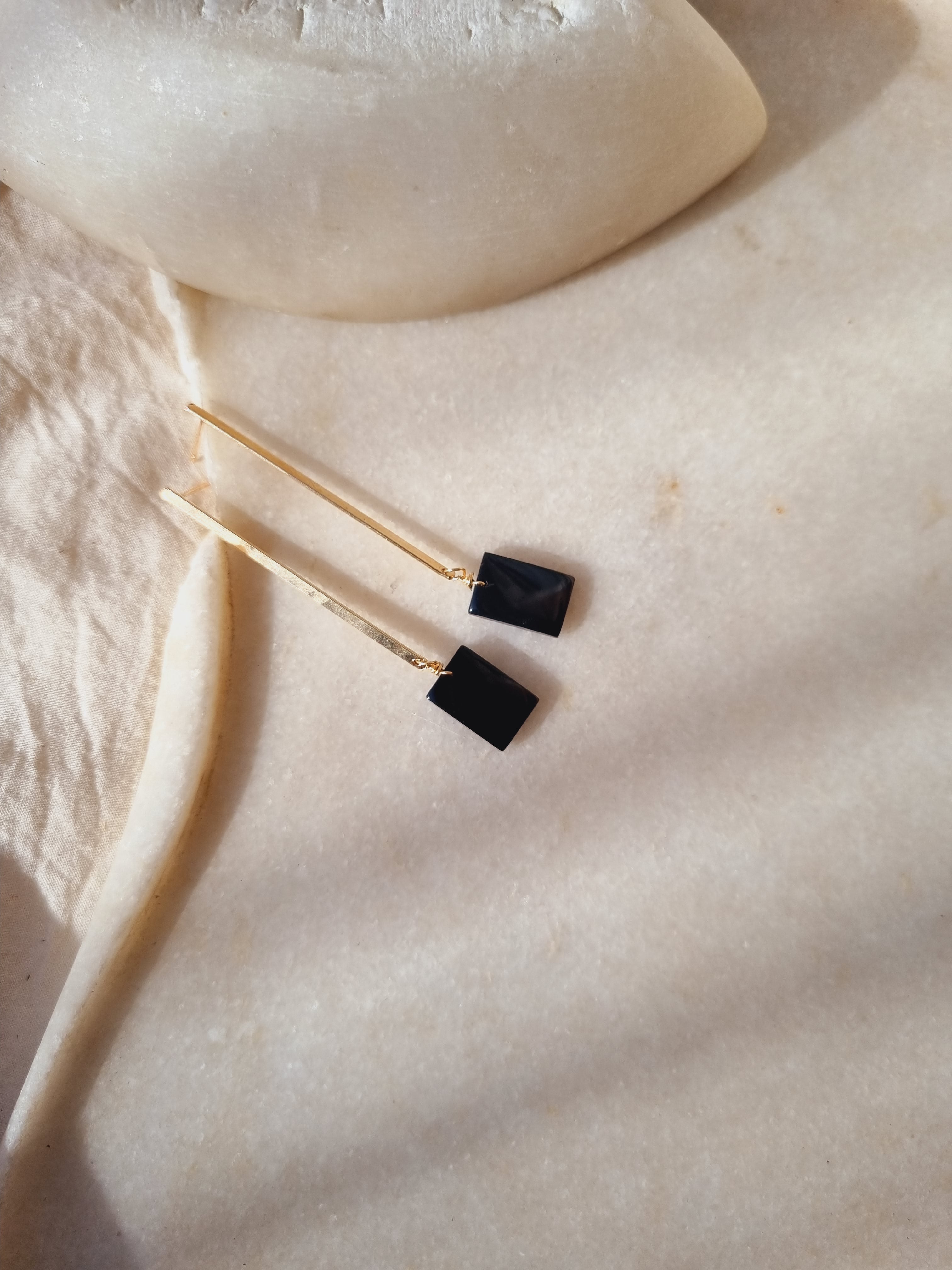 aryaa - Black Onyx Stick Earrings