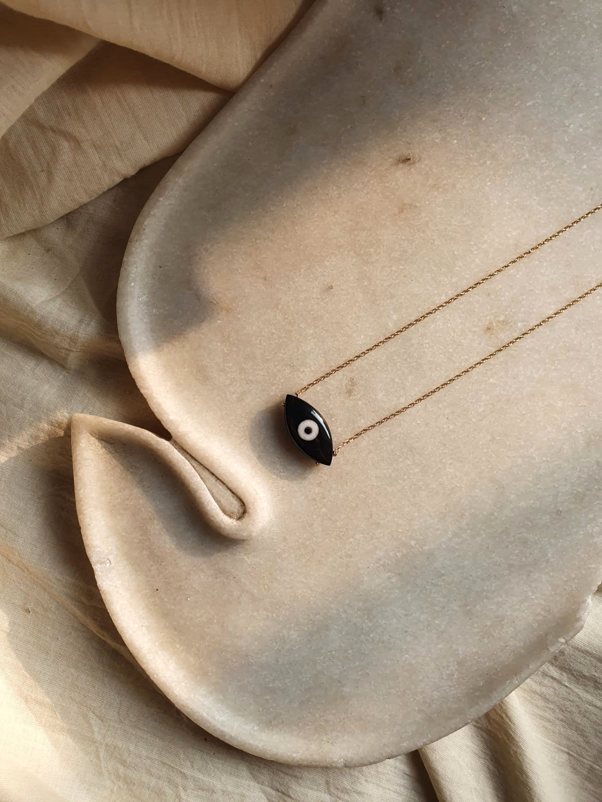 edav - Black Onyx Evil Eye Marquise Pendant