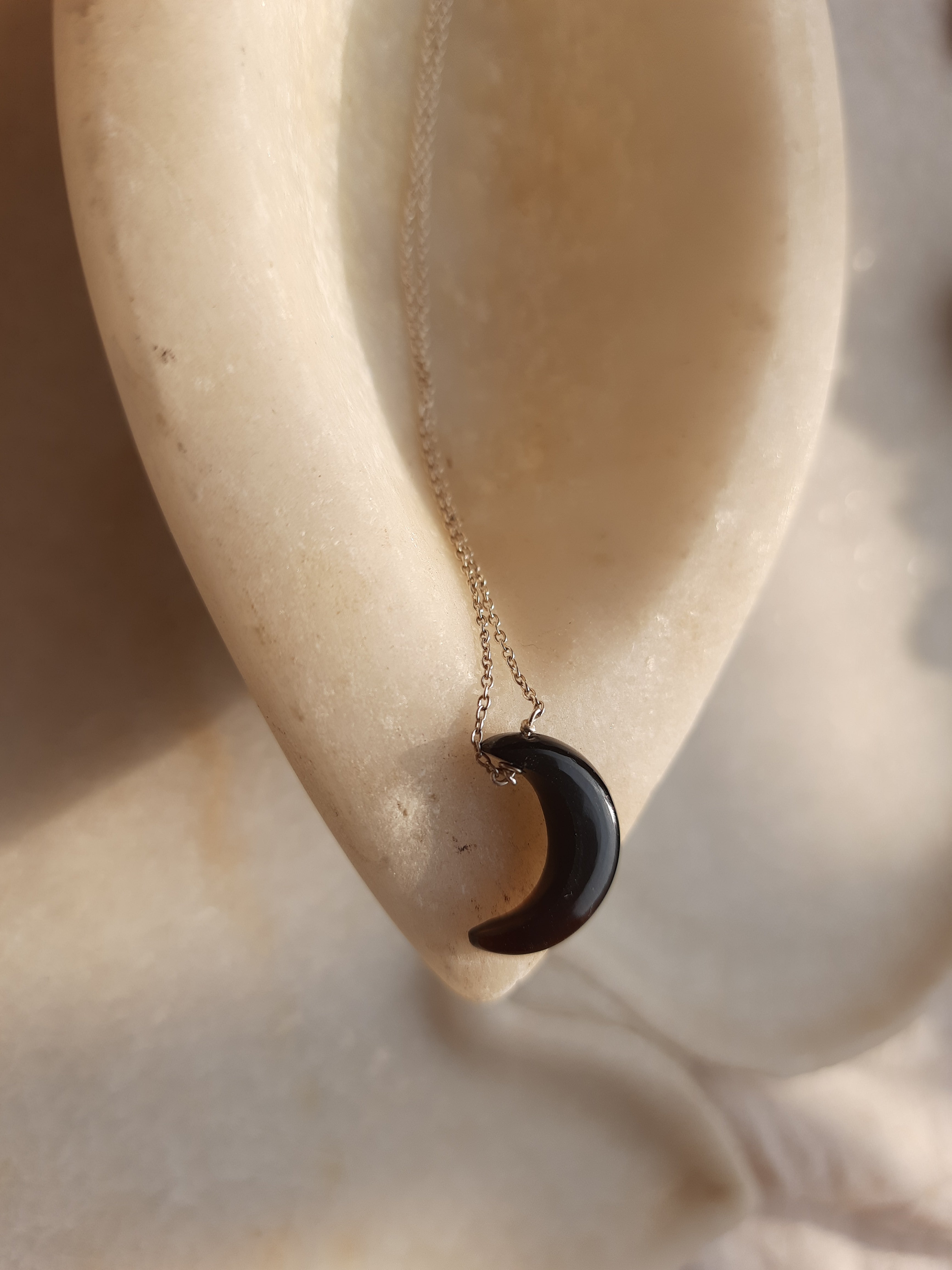 adhva - Black Onyx Luna Pendant
