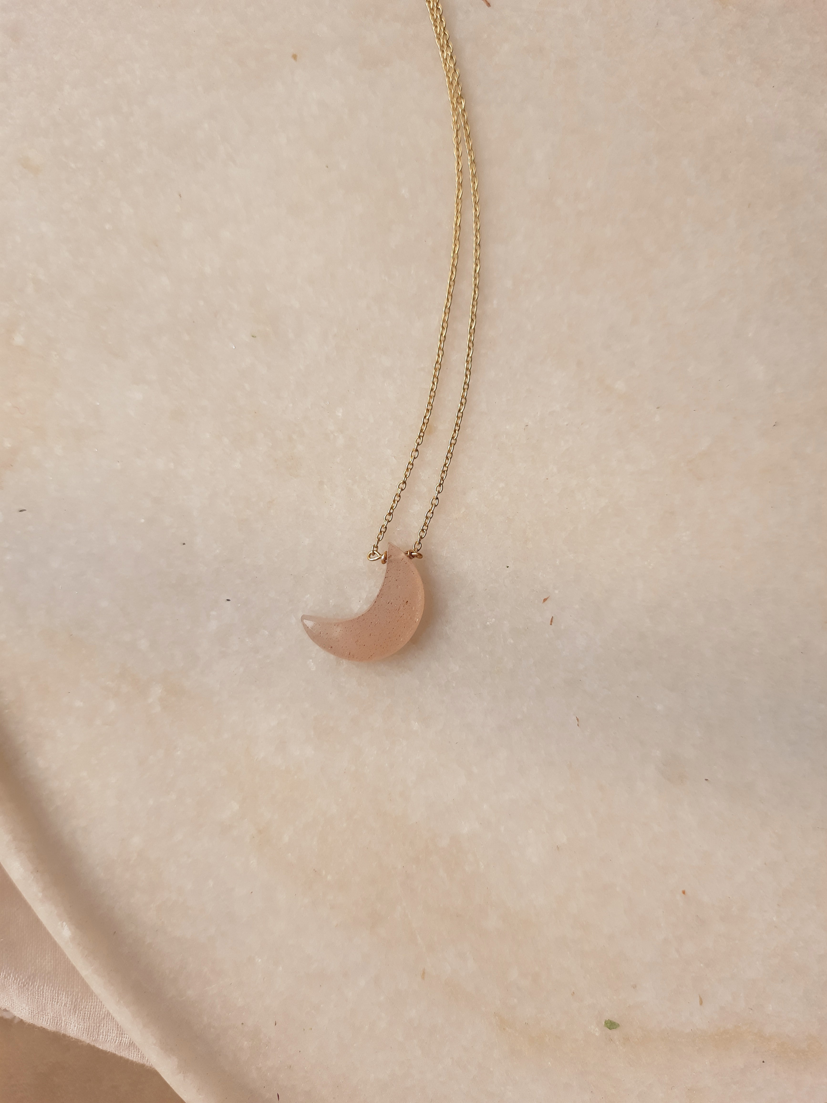 adhva - Peach Moonstone Luna Pendant