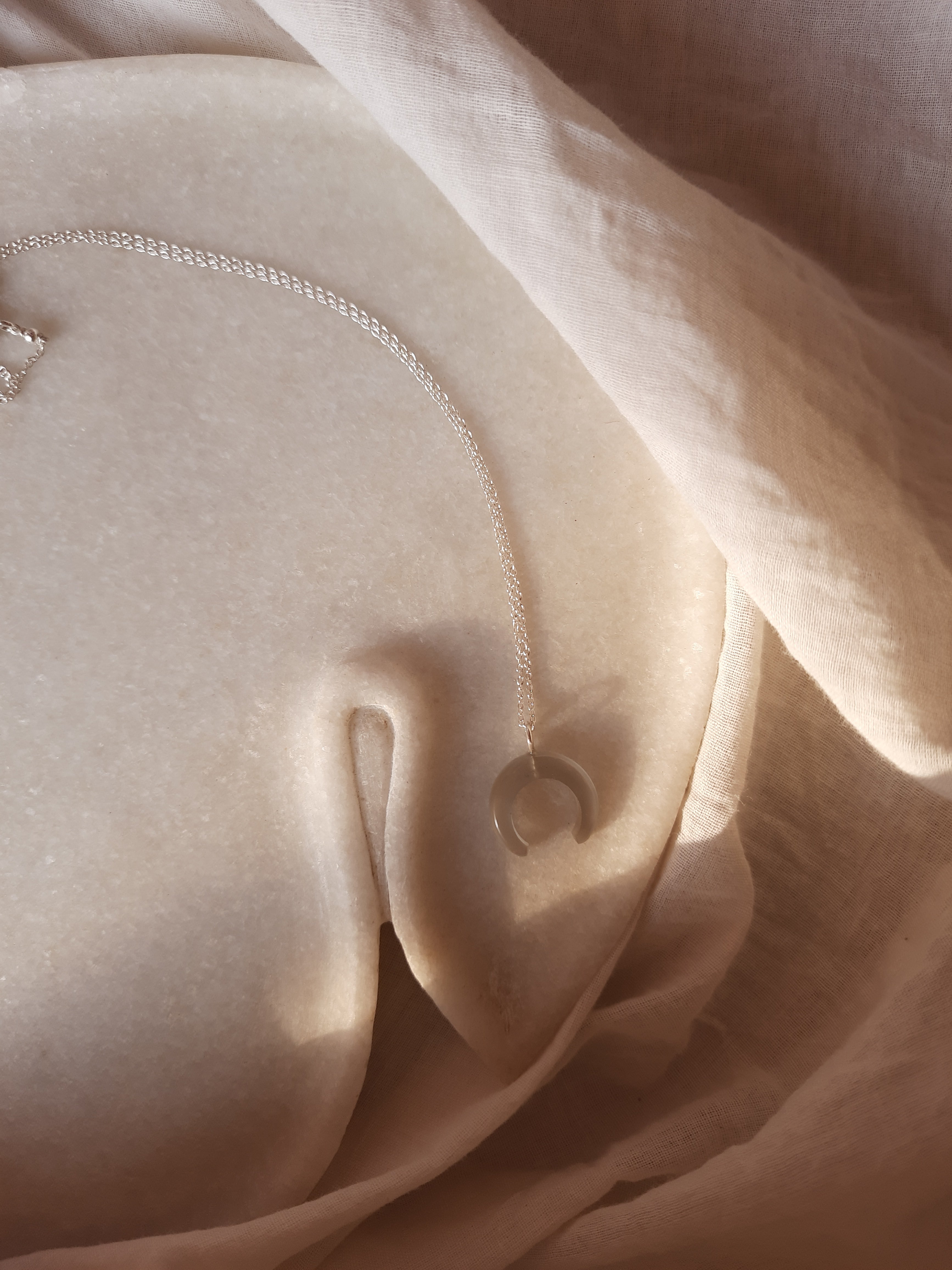 koka - Grey Moonstone Crescent Pendant