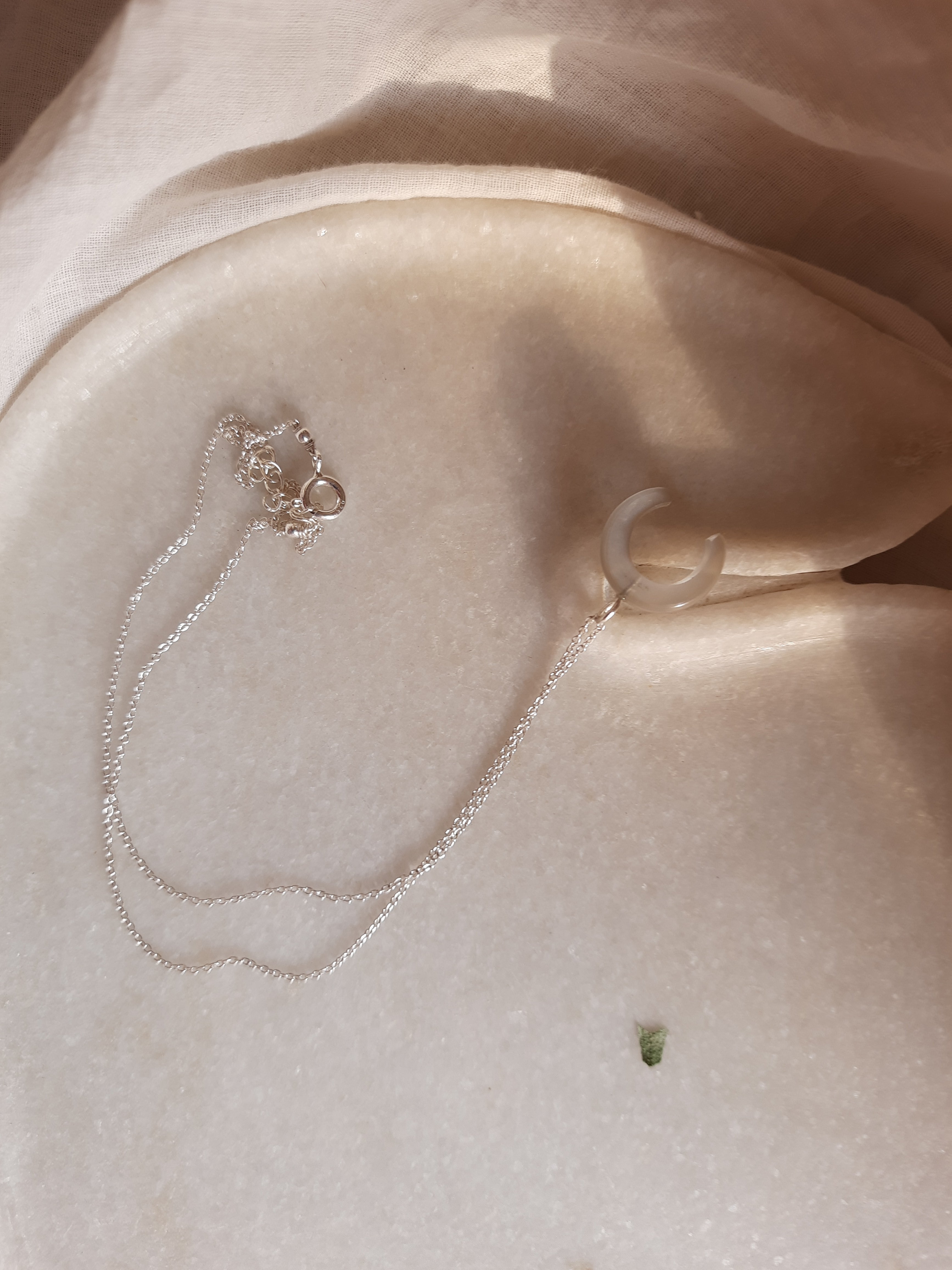 koka - Grey Moonstone Crescent Pendant