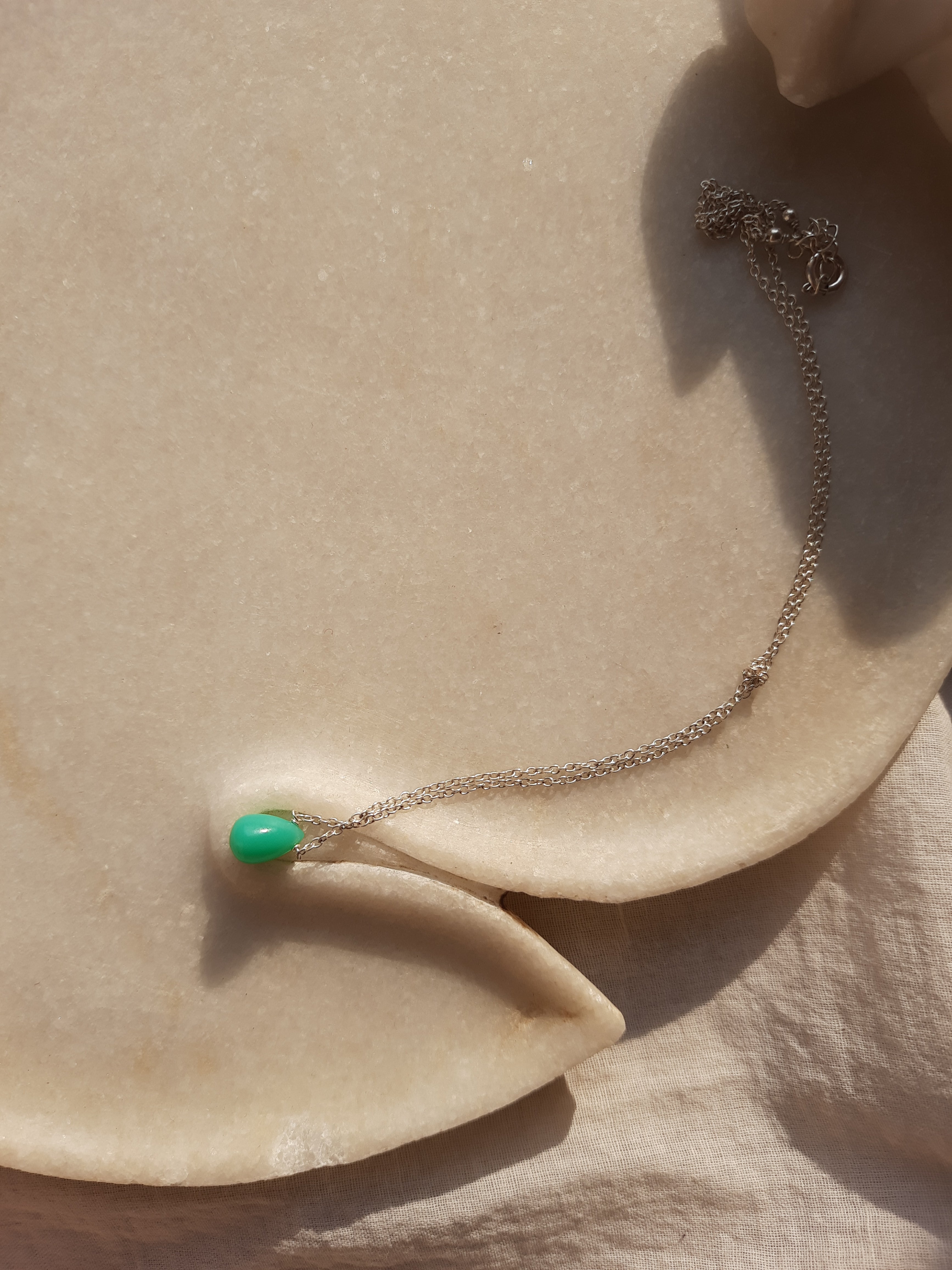 visno - Chrysoprase Tear shaped Drop Pendant