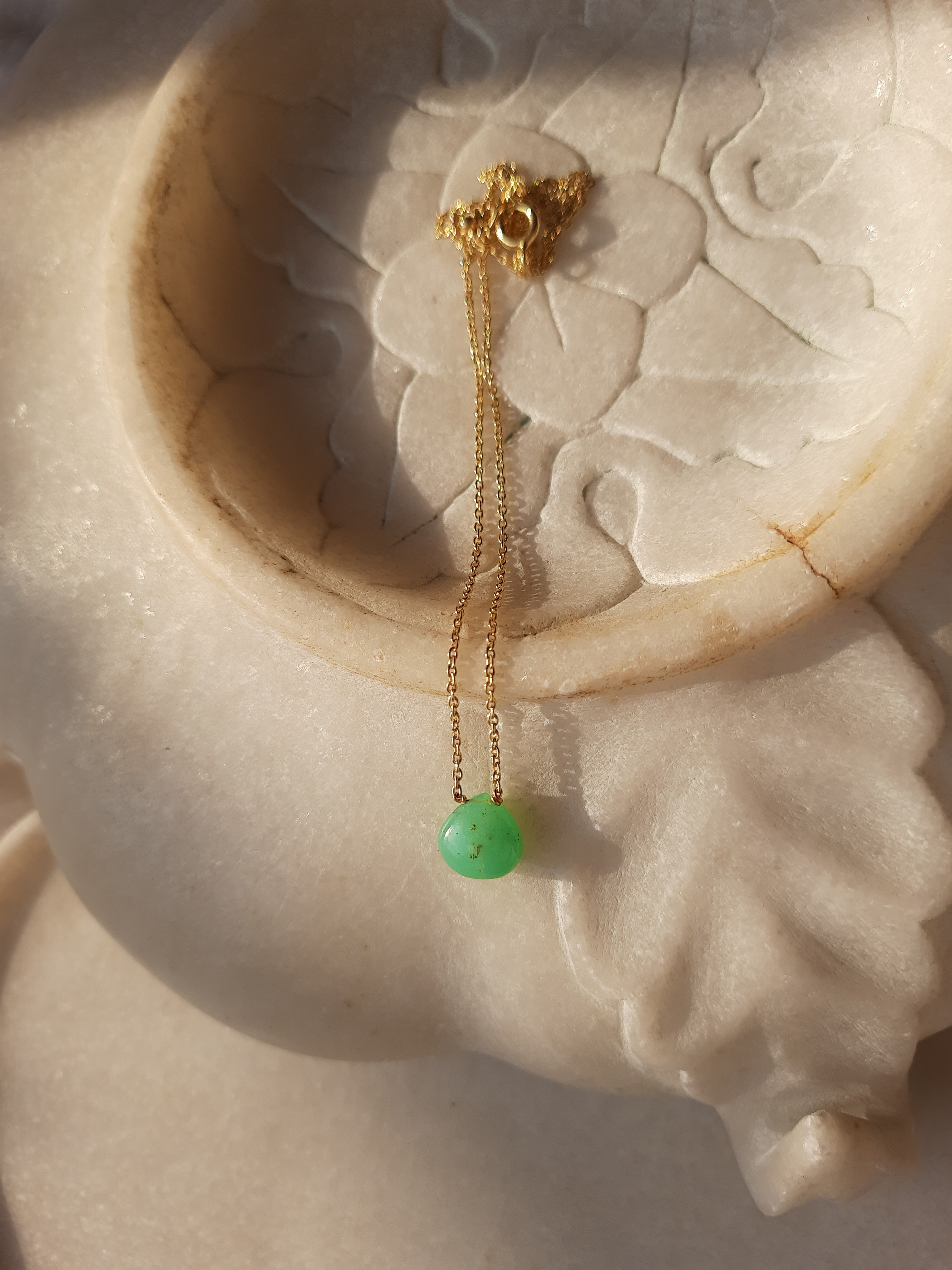 sete - Chrysoprase Heart Shaped Drop Pendant