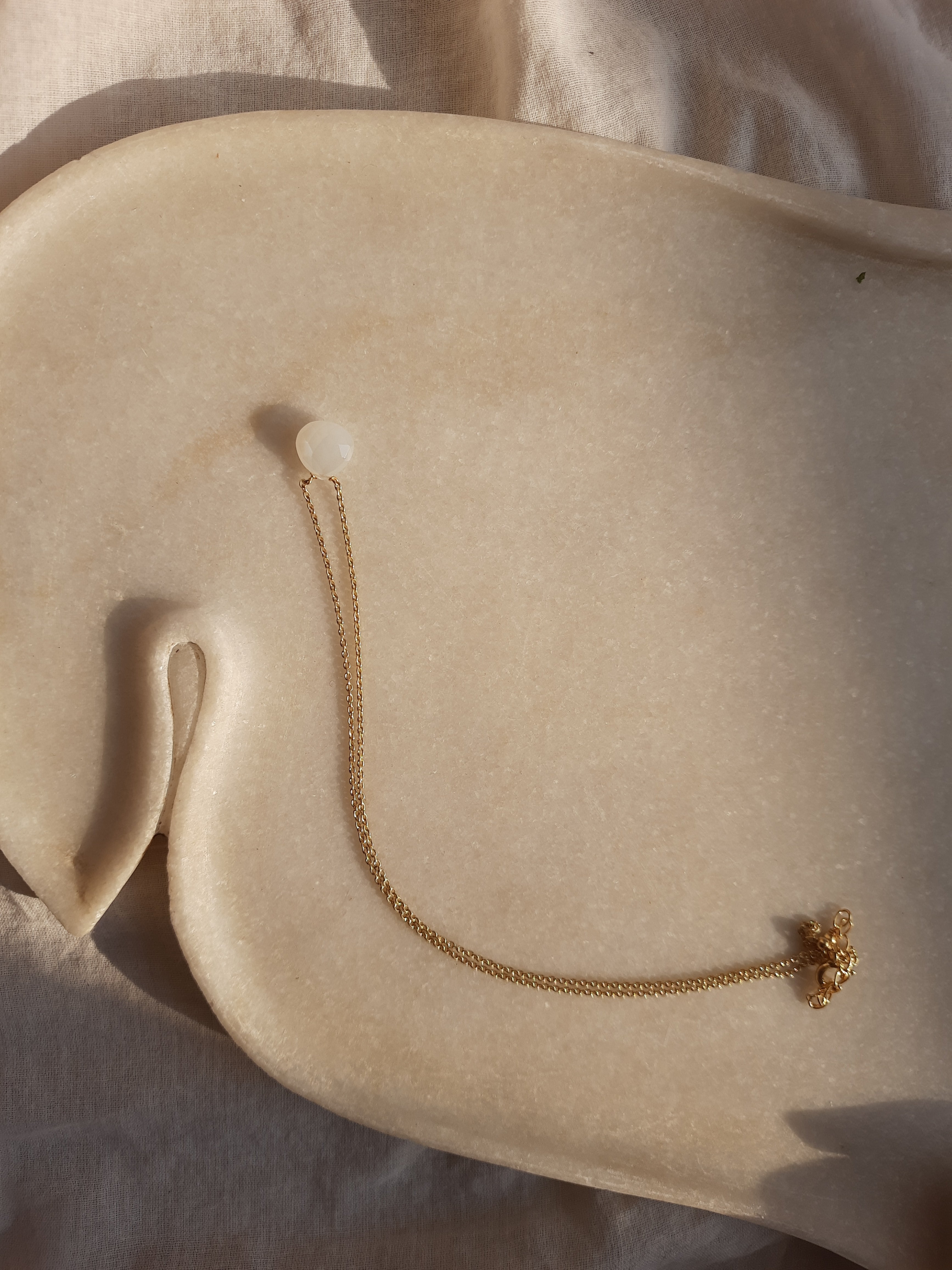 vyam - White Moonstone Heart Shaped Drop