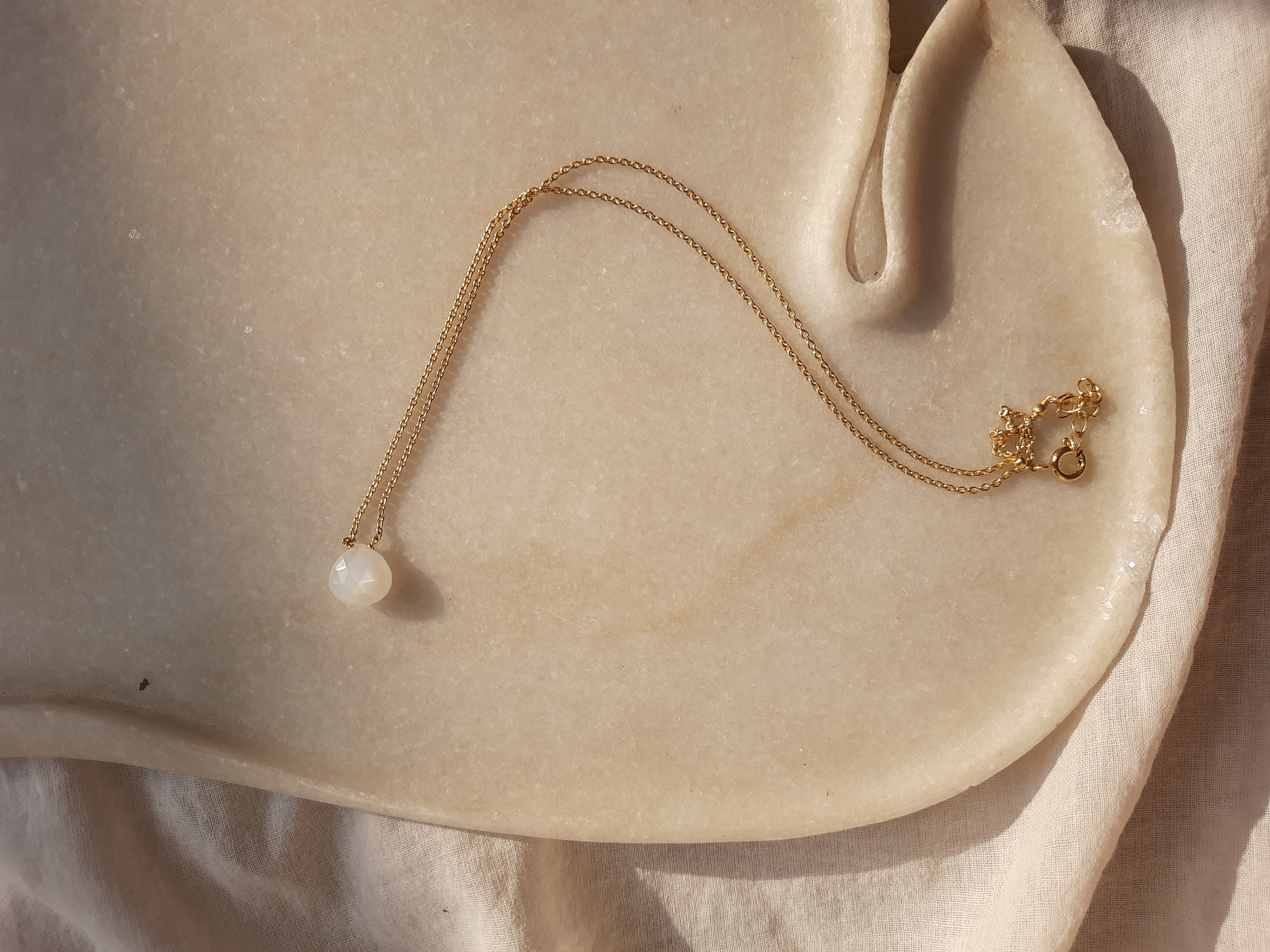 vyam - White Moonstone Heart Shaped Drop